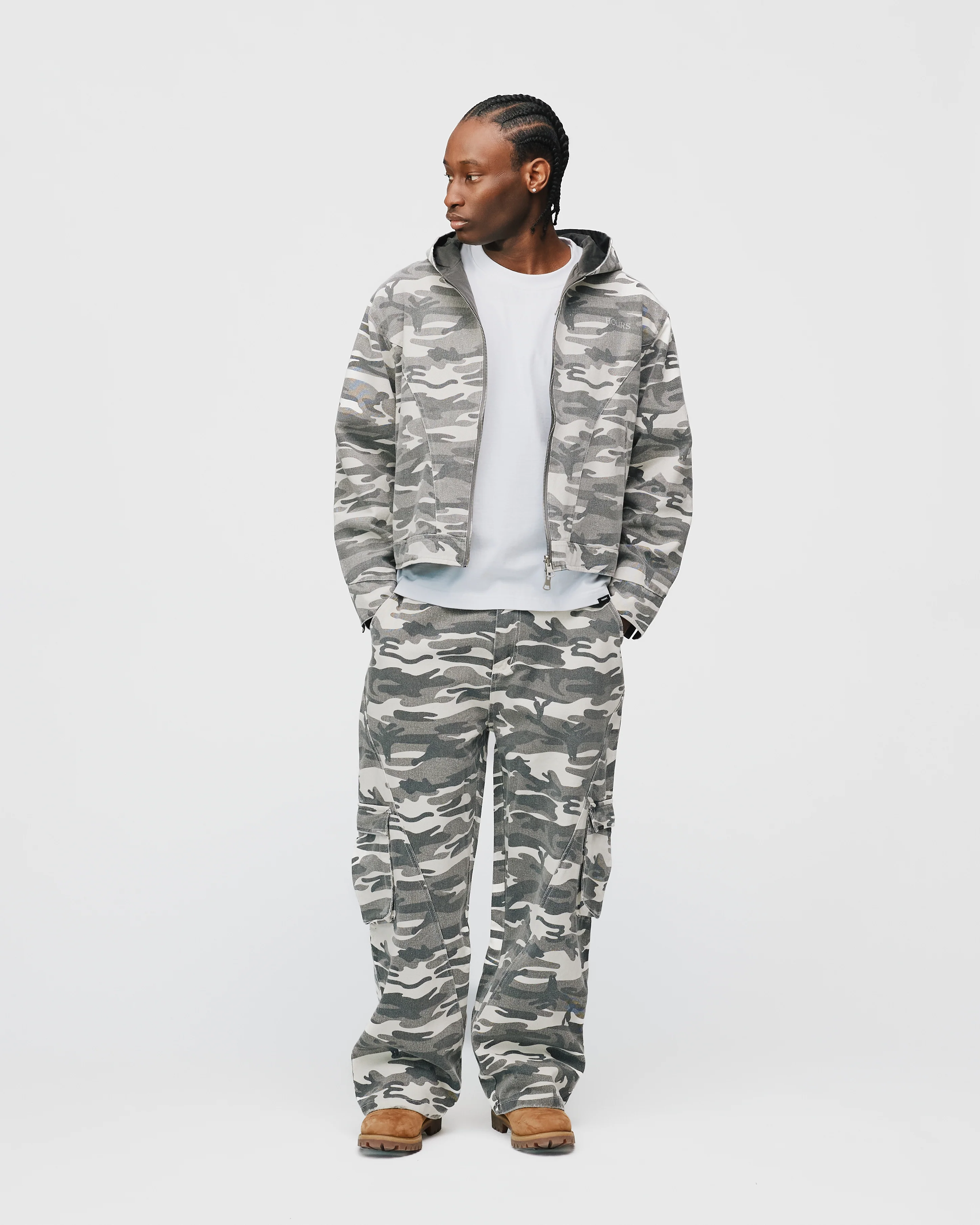 Baggy Cargo Pants - White Camo - Image 4