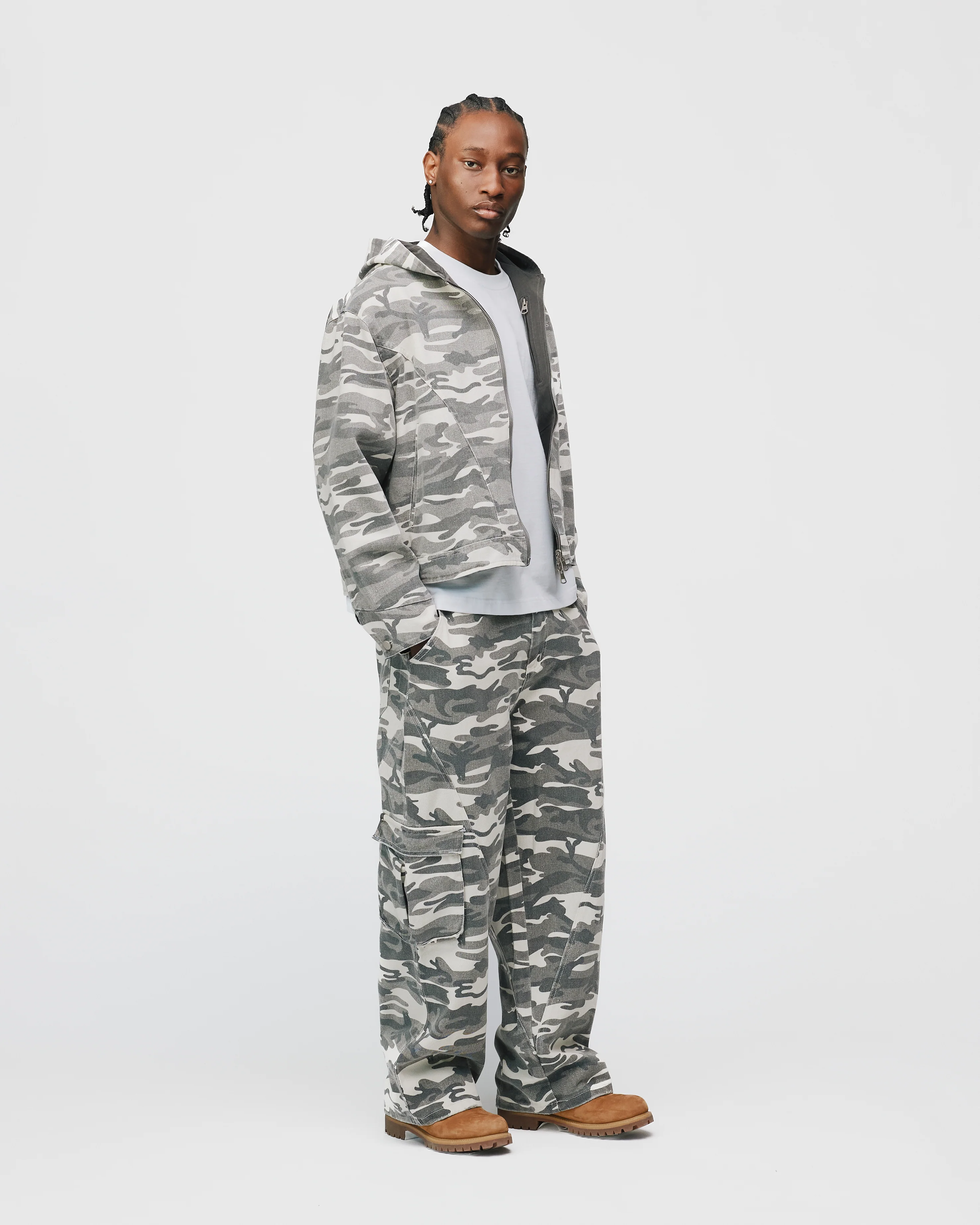 Baggy Cargo Pants - White Camo - Image 5