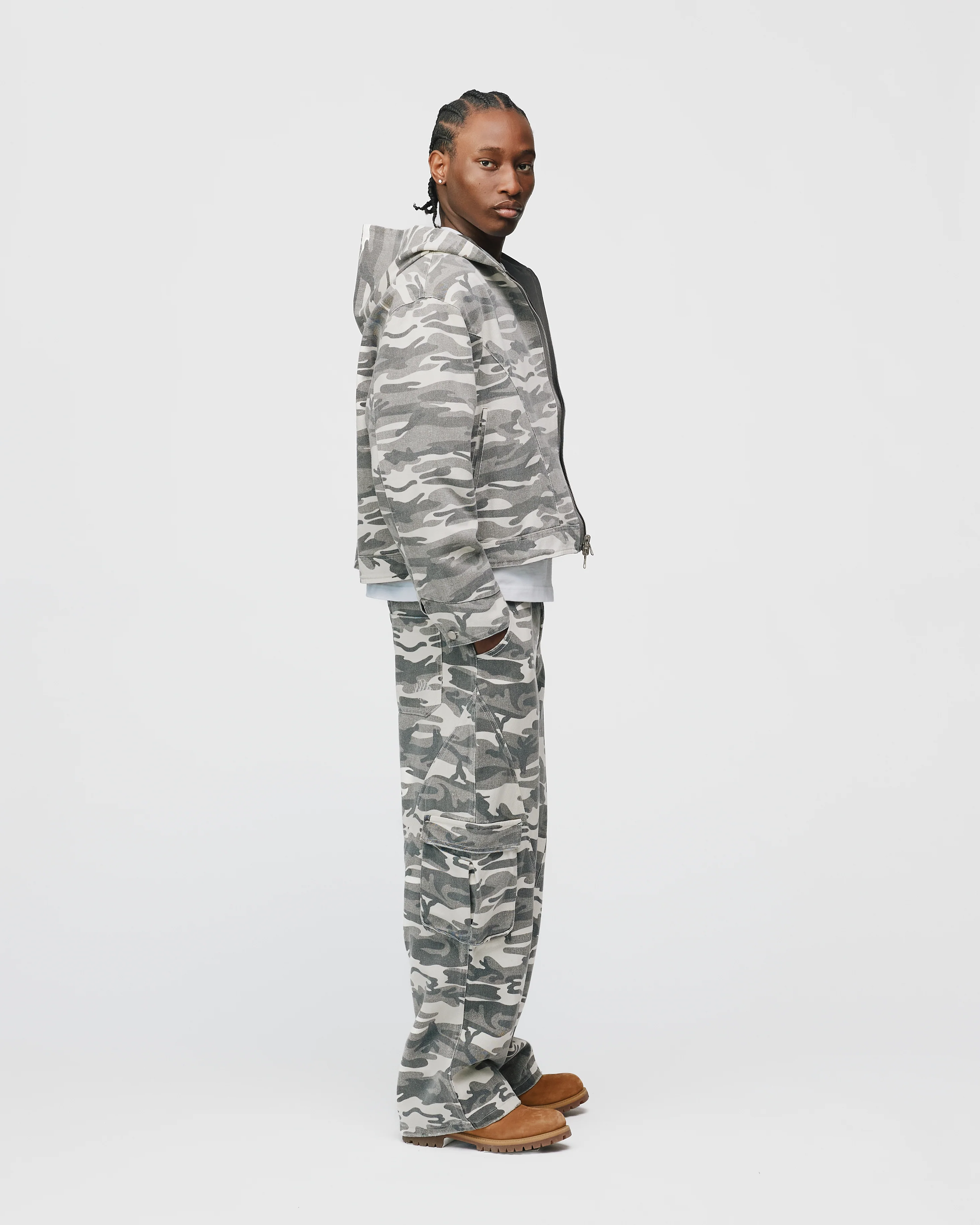 Baggy Cargo Pants - White Camo - Image 6