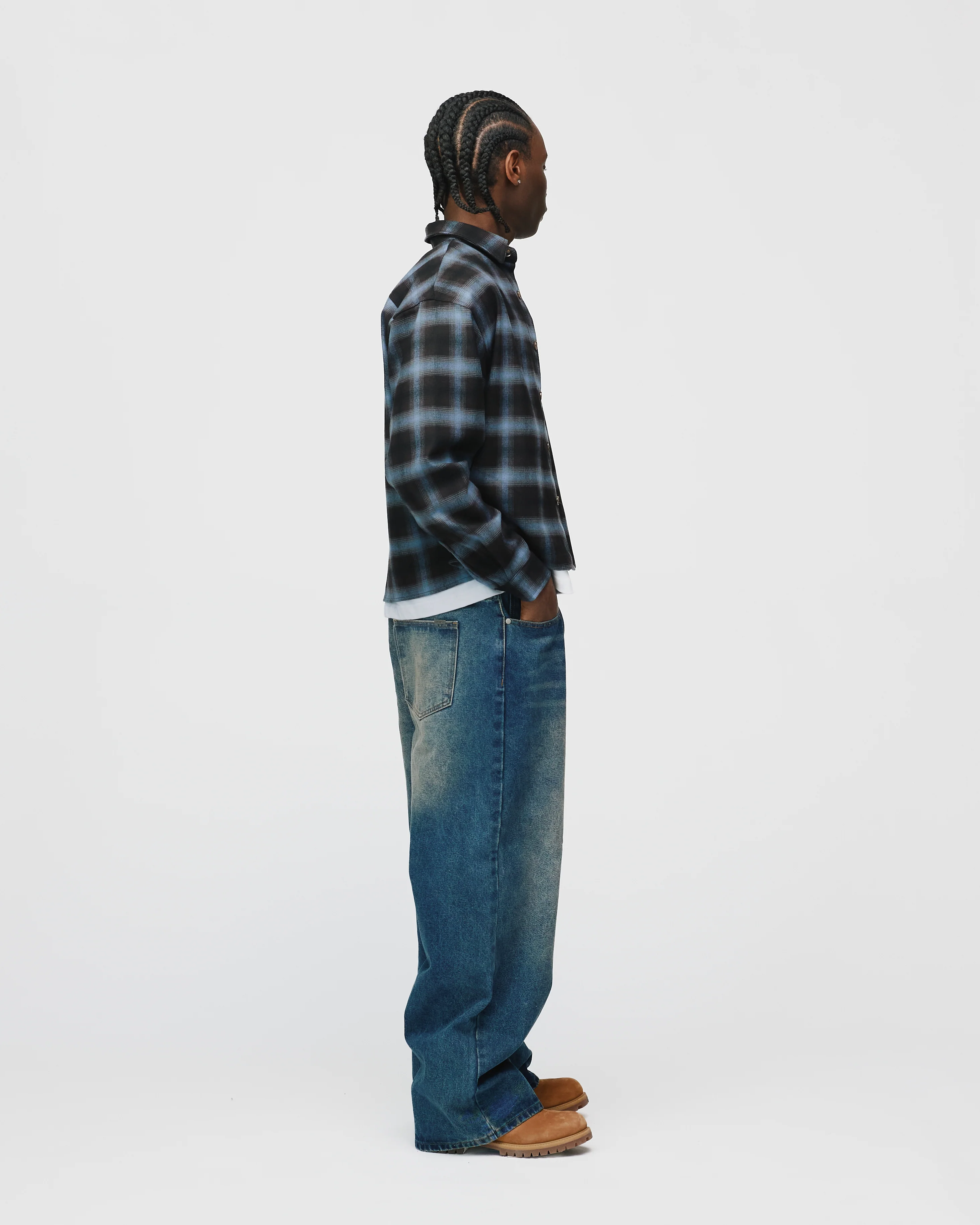 Baggy Denim Pants - Mid Blue - Image 6