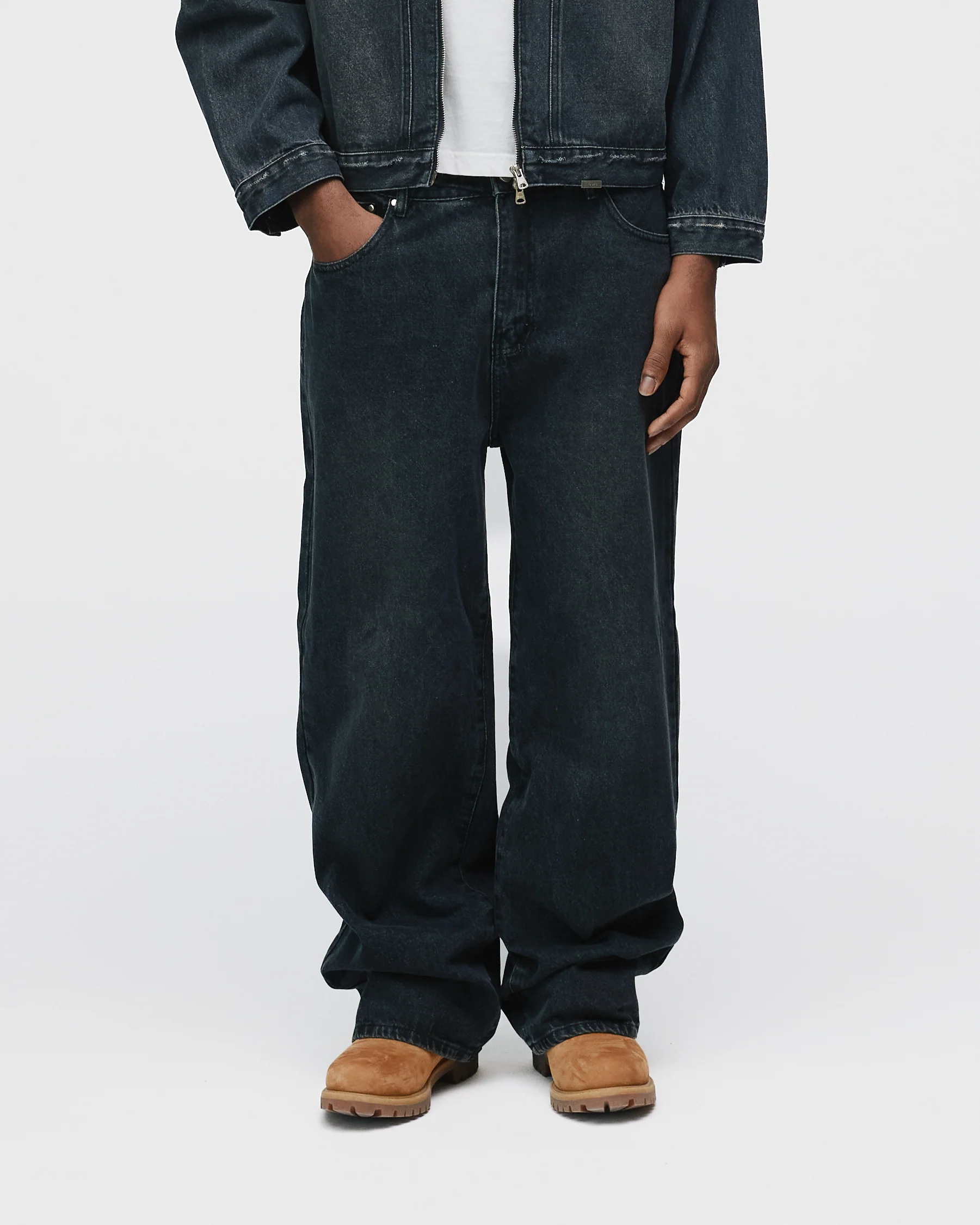 Baggy Denim Pants - Washed Black - Image 3