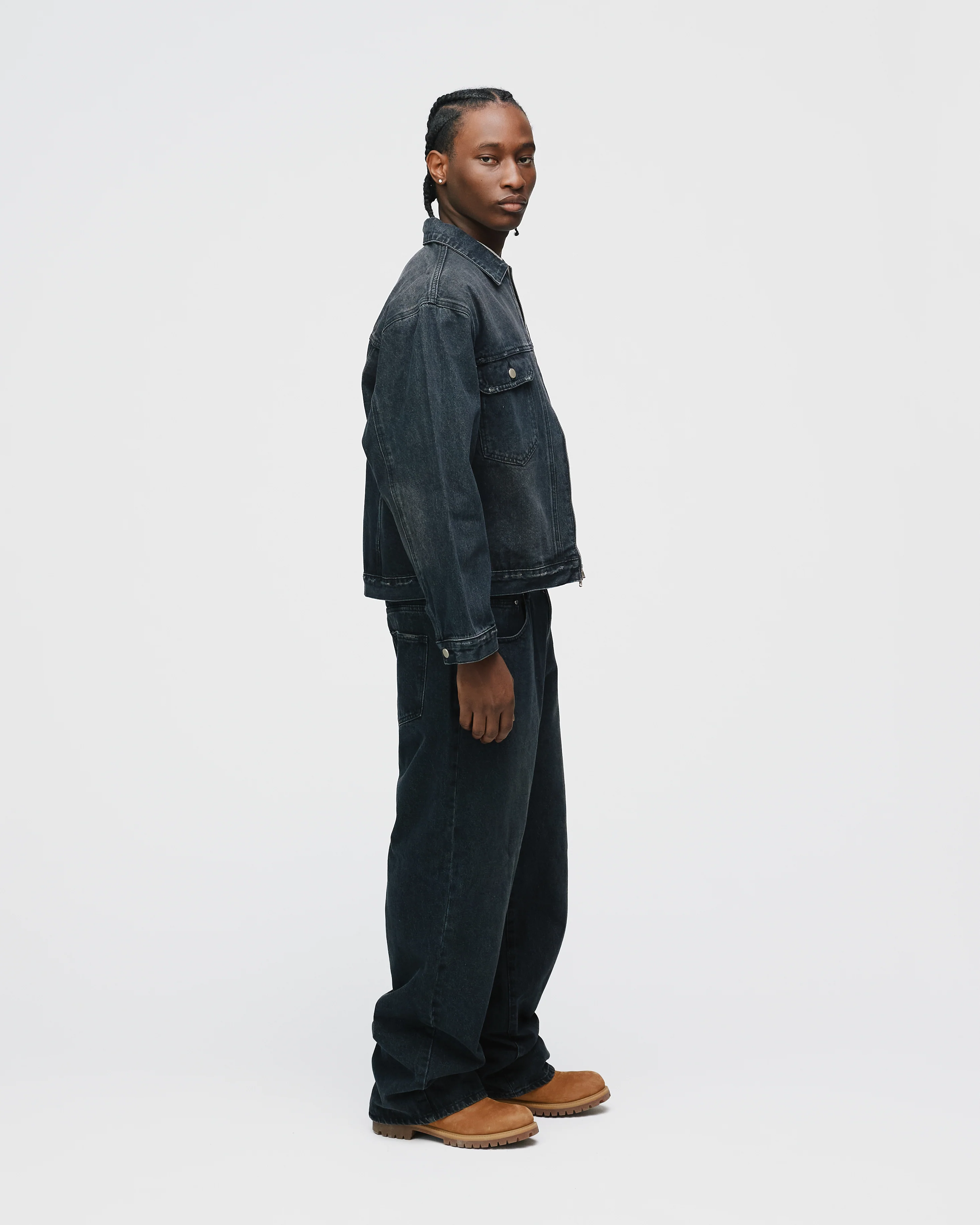 Baggy Denim Pants - Washed Black - Image 6