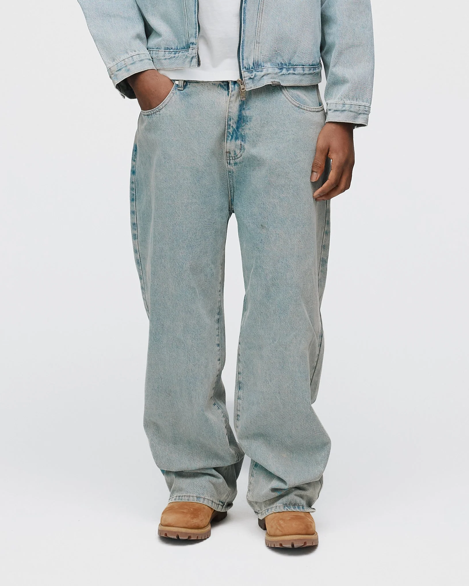 Baggy Denim Pants - Washed Blue - Image 3
