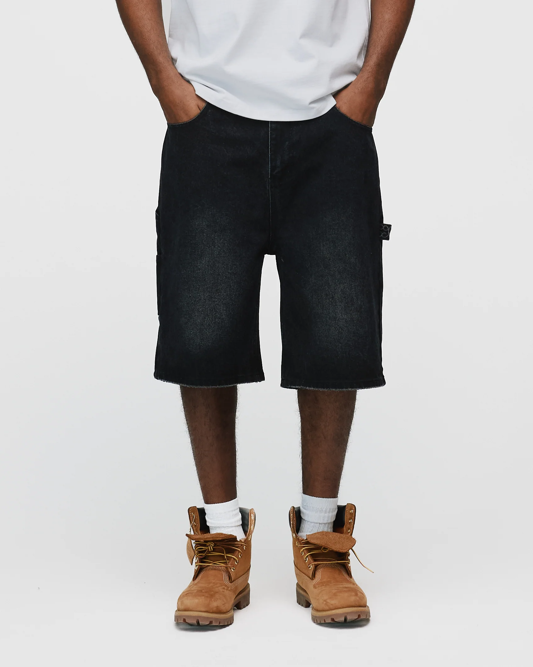 Baggy Denim Shorts - Washed Black - Image 3