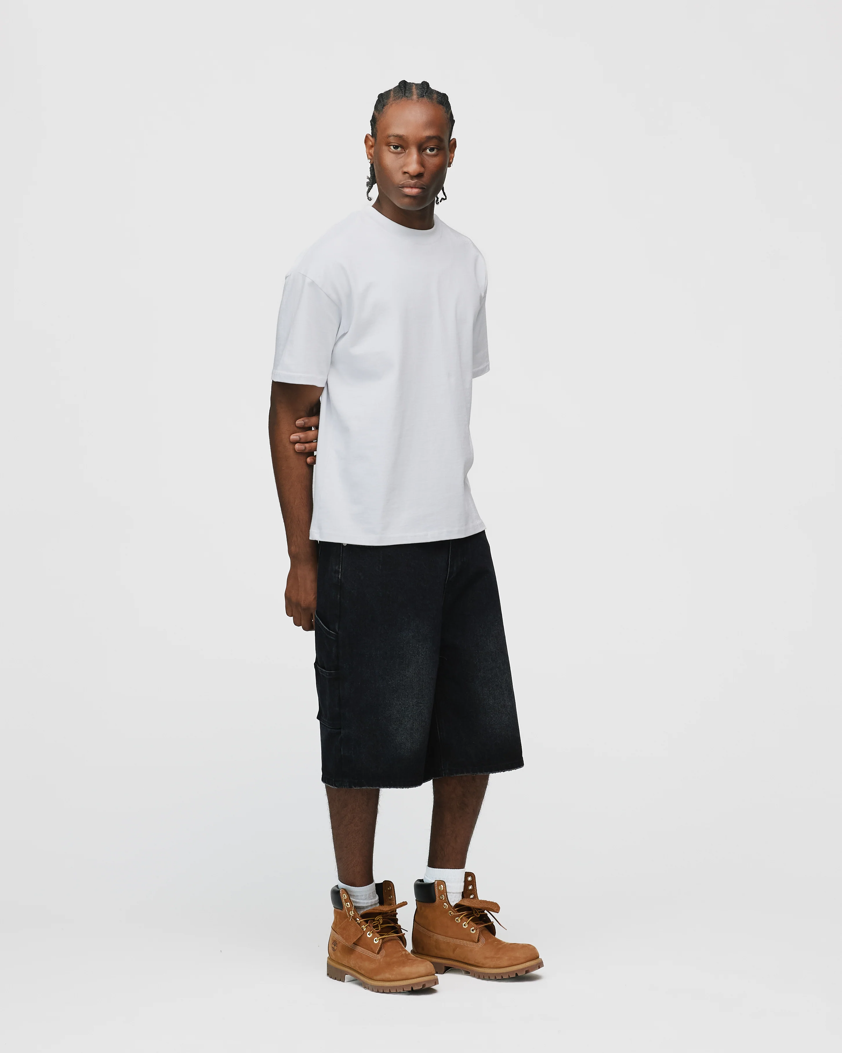 Baggy Denim Shorts - Washed Black - Image 5