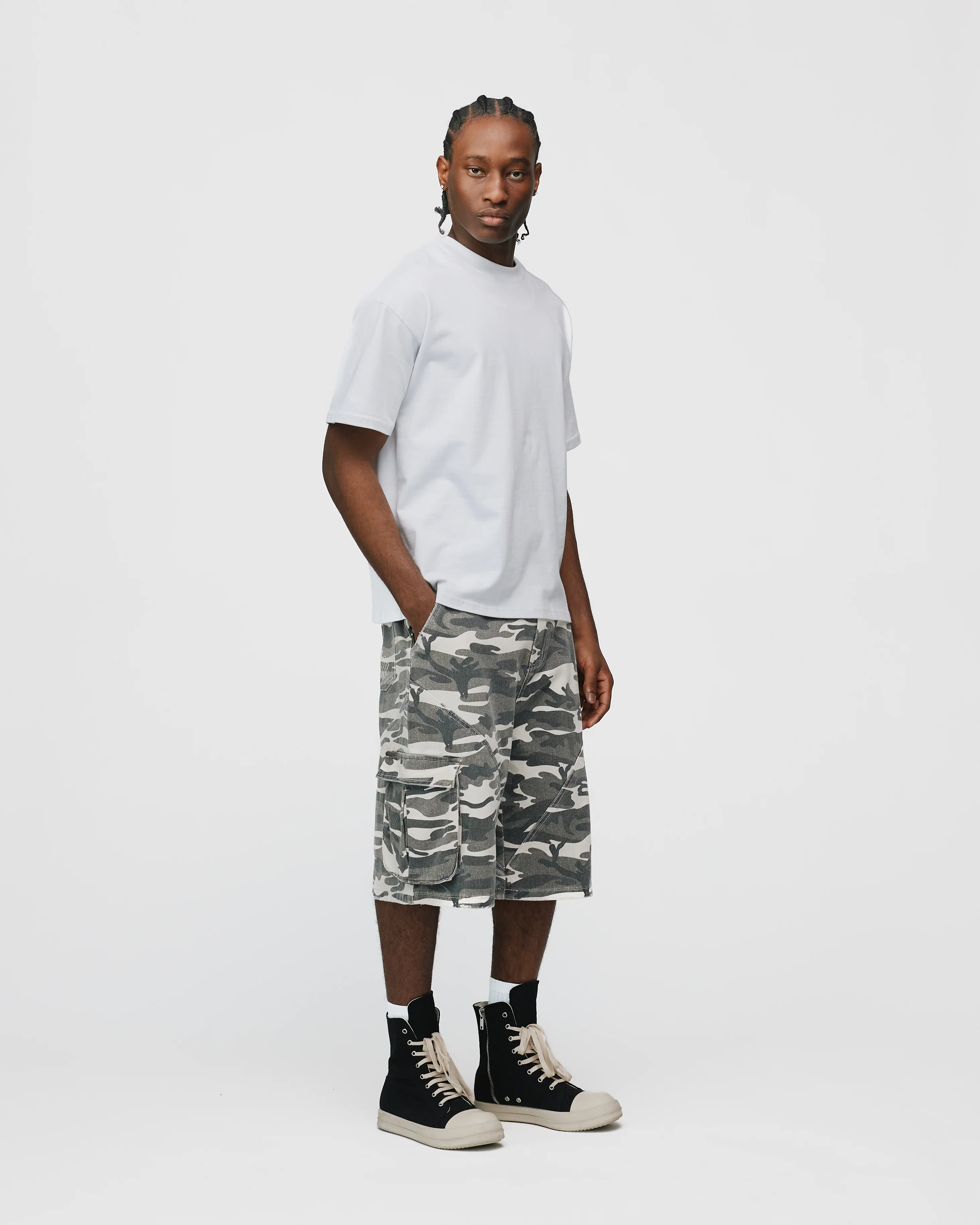 Baggy Cargo Shorts - White Camo - Image 5