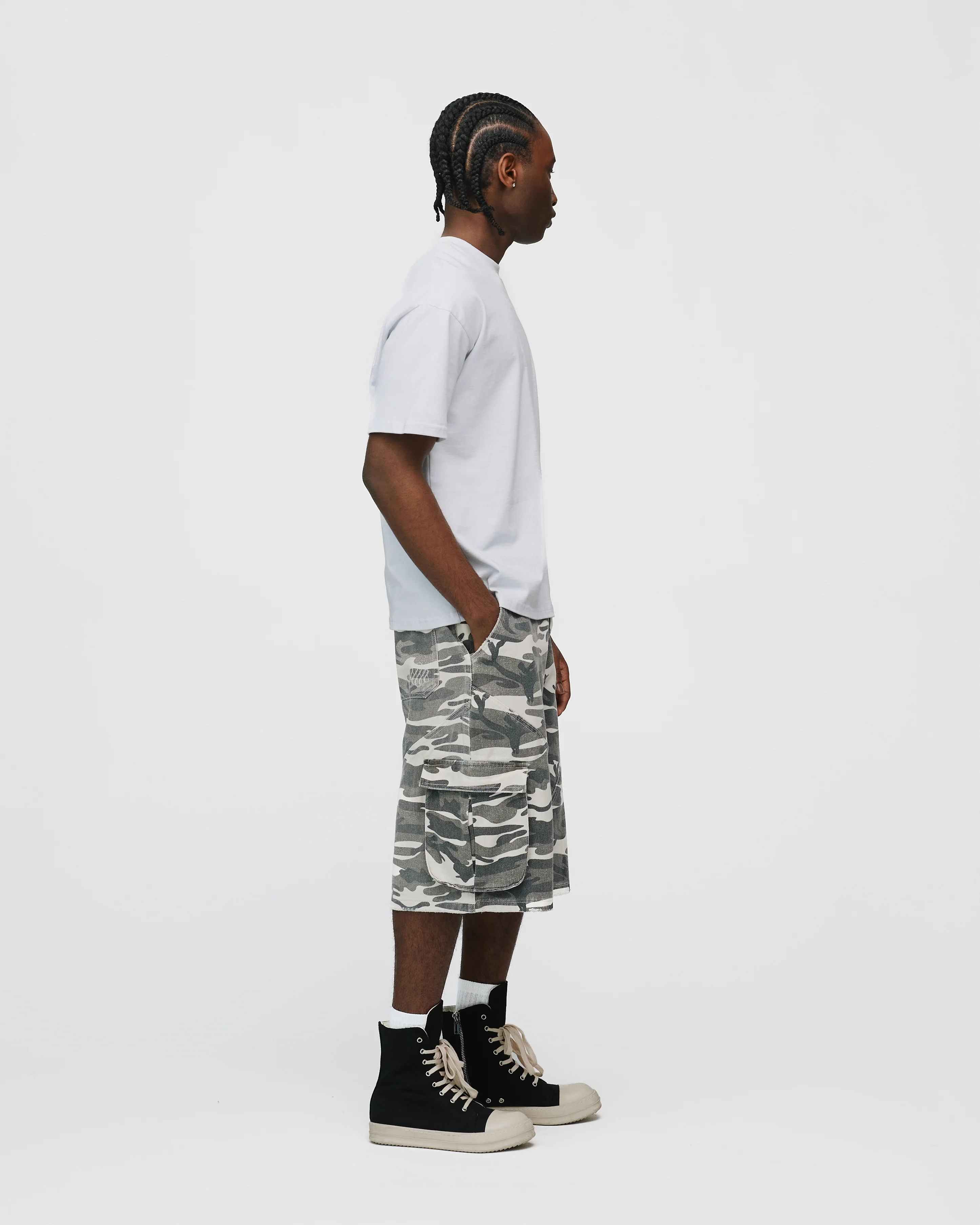 Baggy Cargo Shorts - White Camo - Image 6