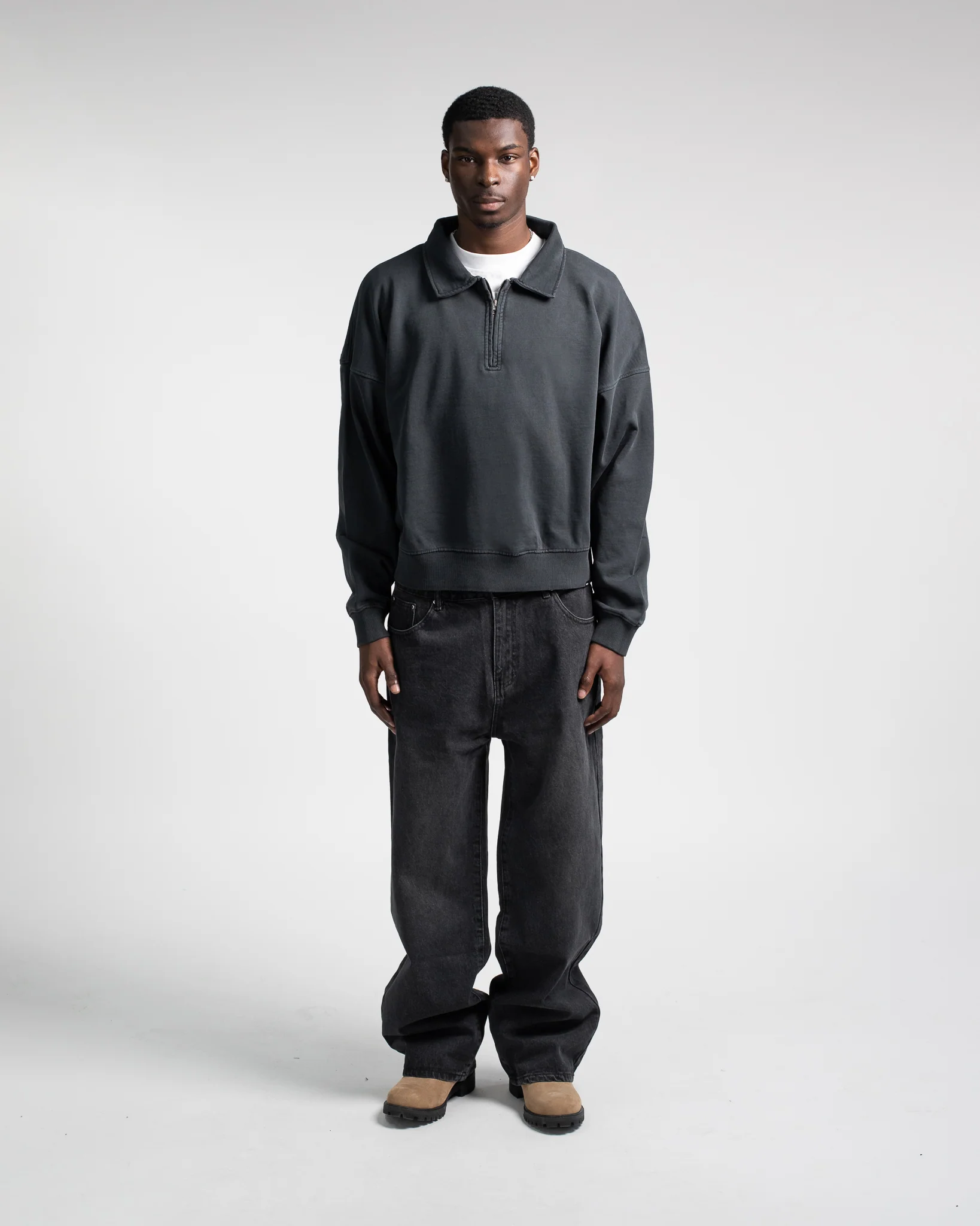 Cropped 1/4 Zip - Vintage Black - Image 2