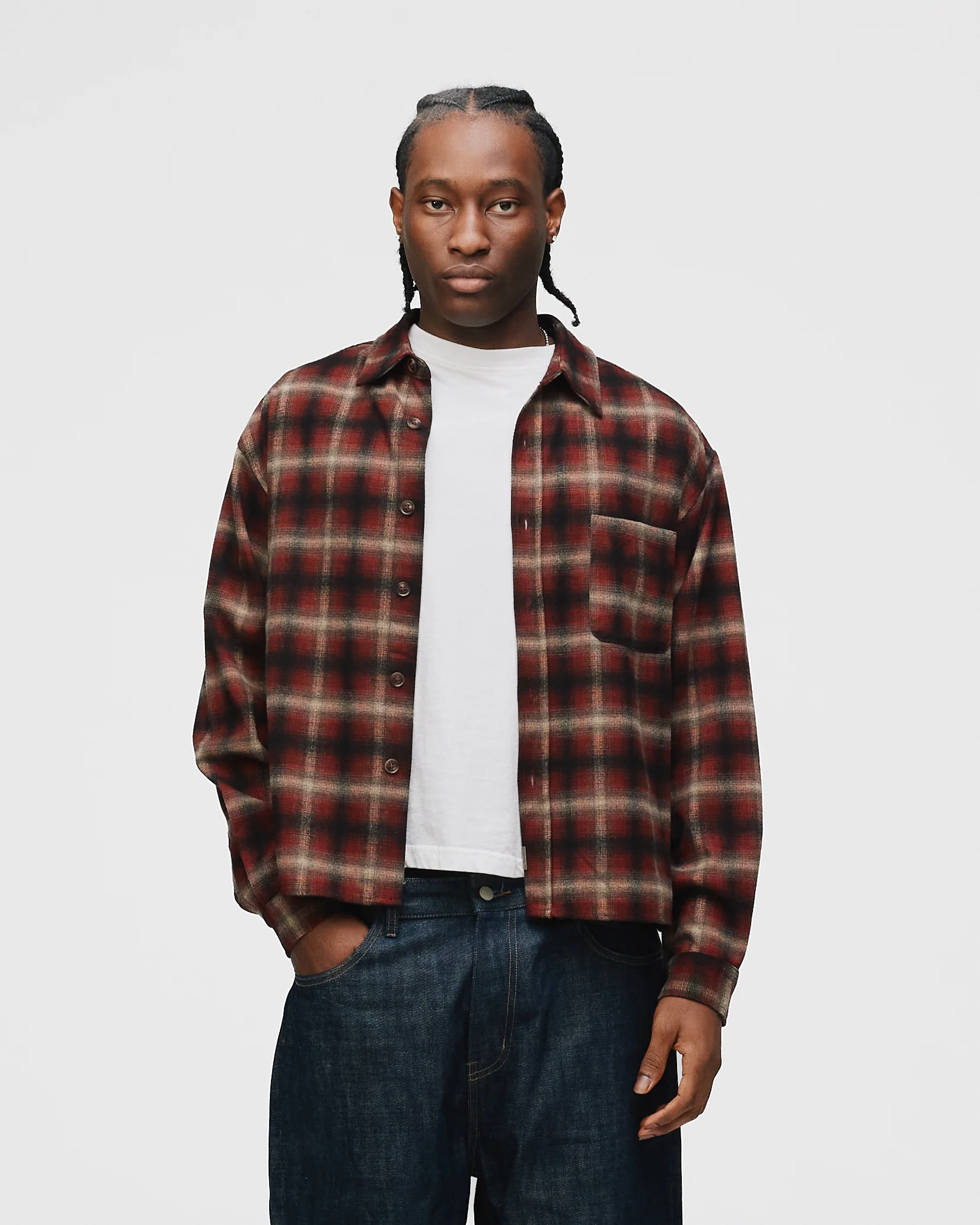 Cropped Flannel - Red - Image 3