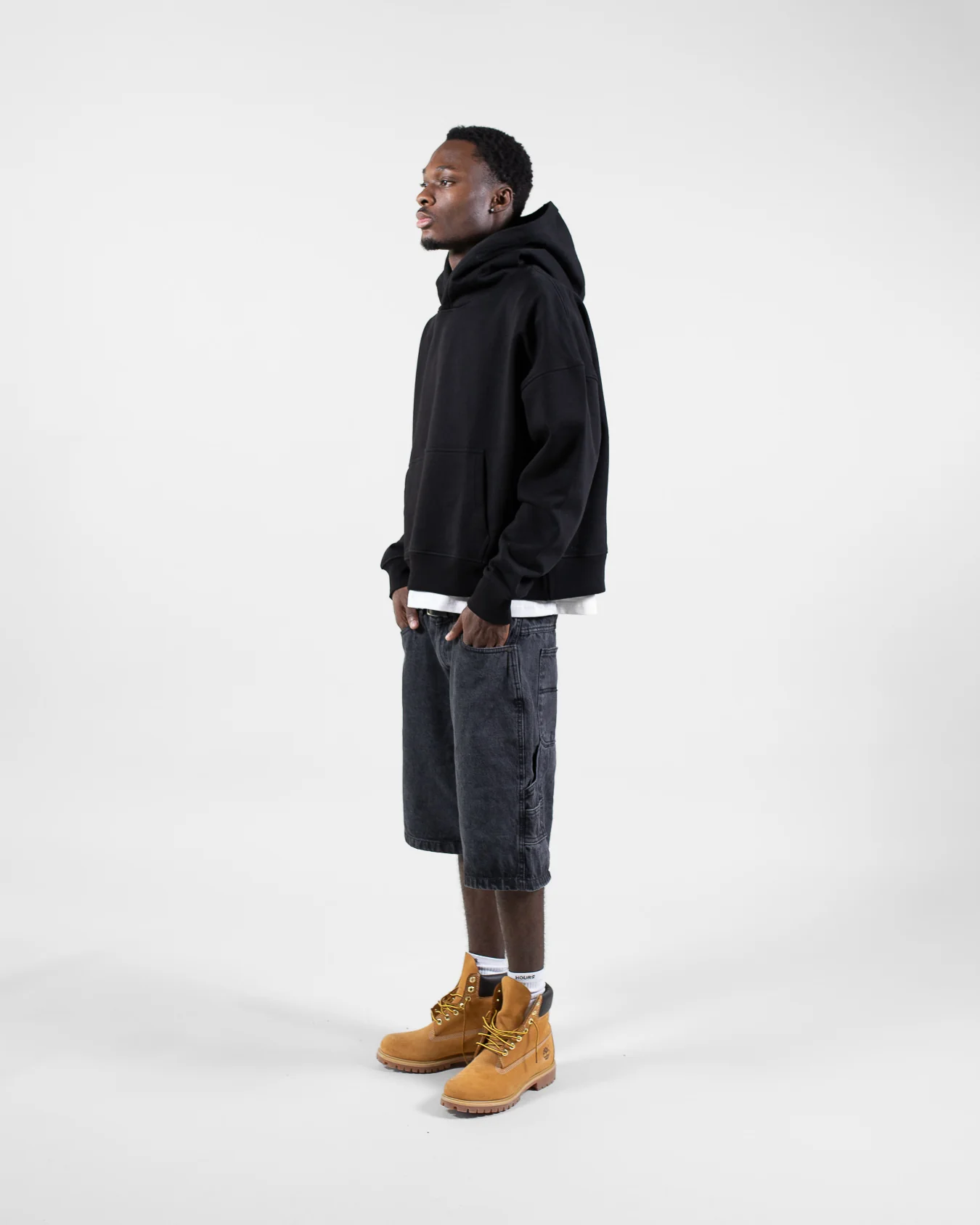 Cropped Hoodie - Black - Image 2
