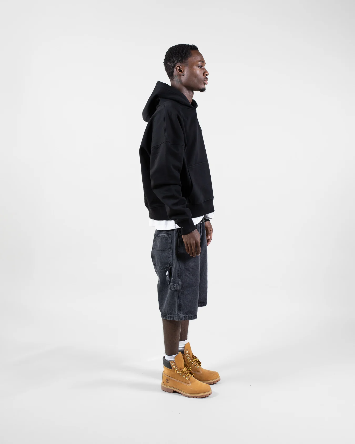 Cropped Hoodie - Black - Image 3