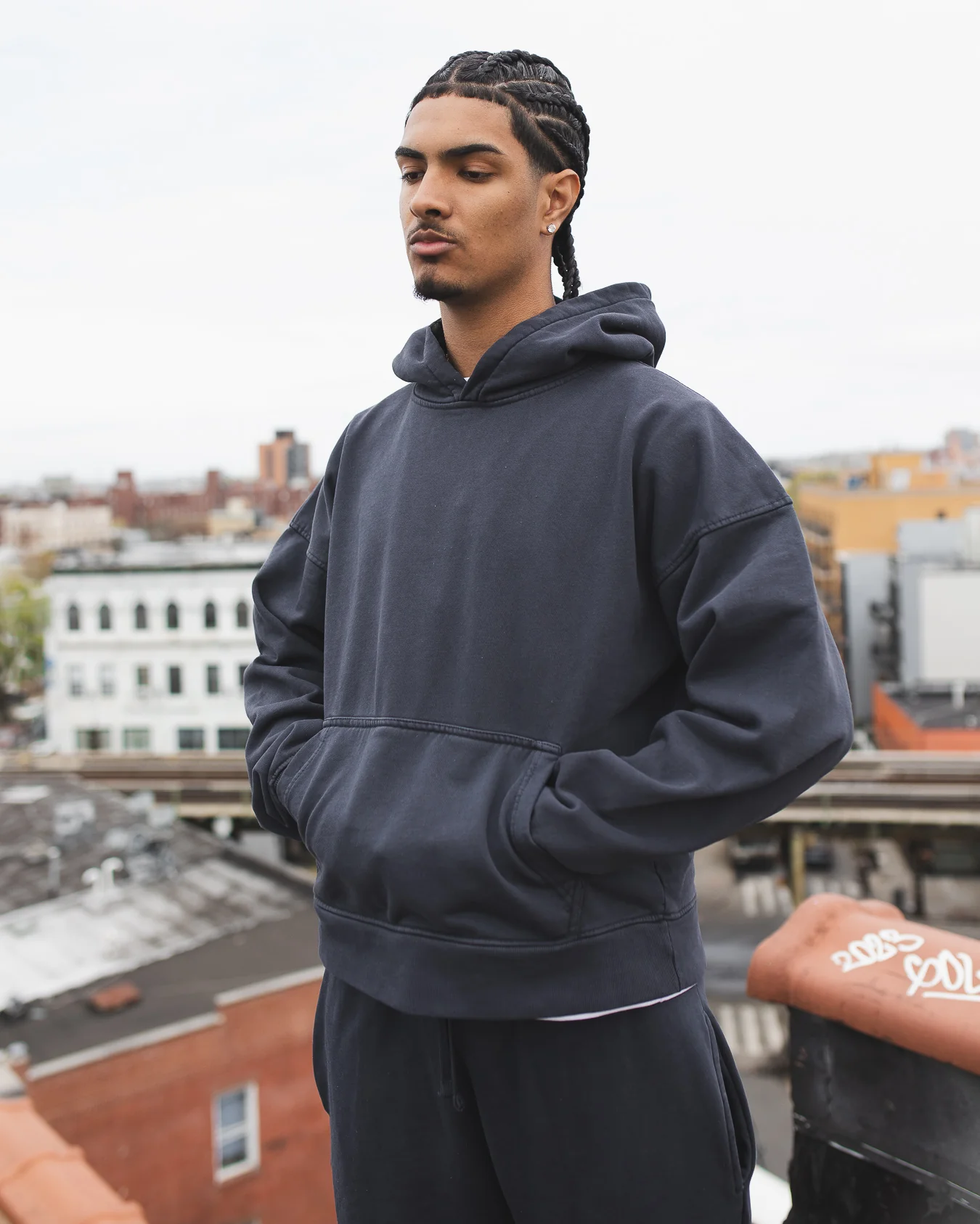Cropped Hoodie - Vintage Navy - Image 3