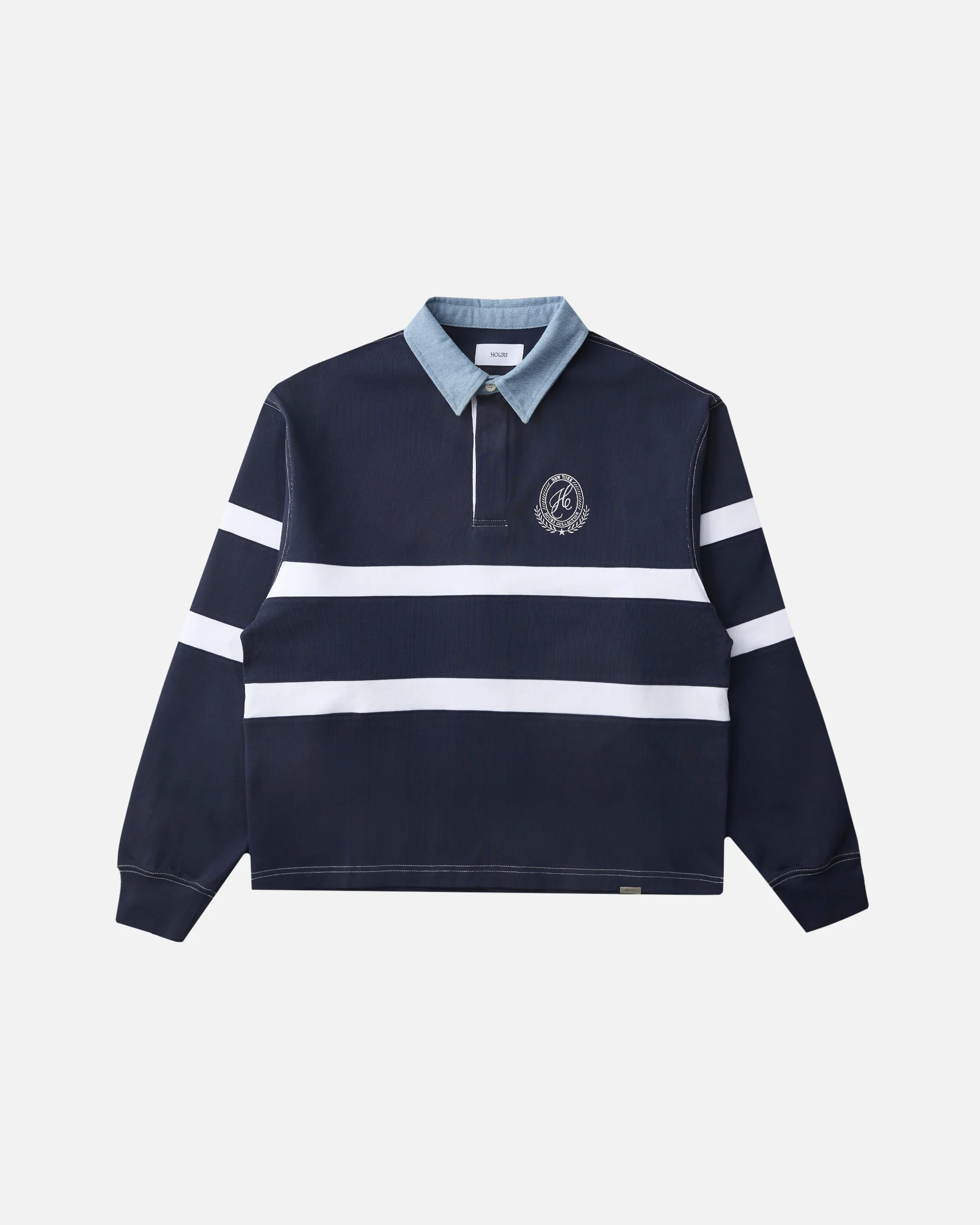 Cropped Rugby Shirt - Navy Blue