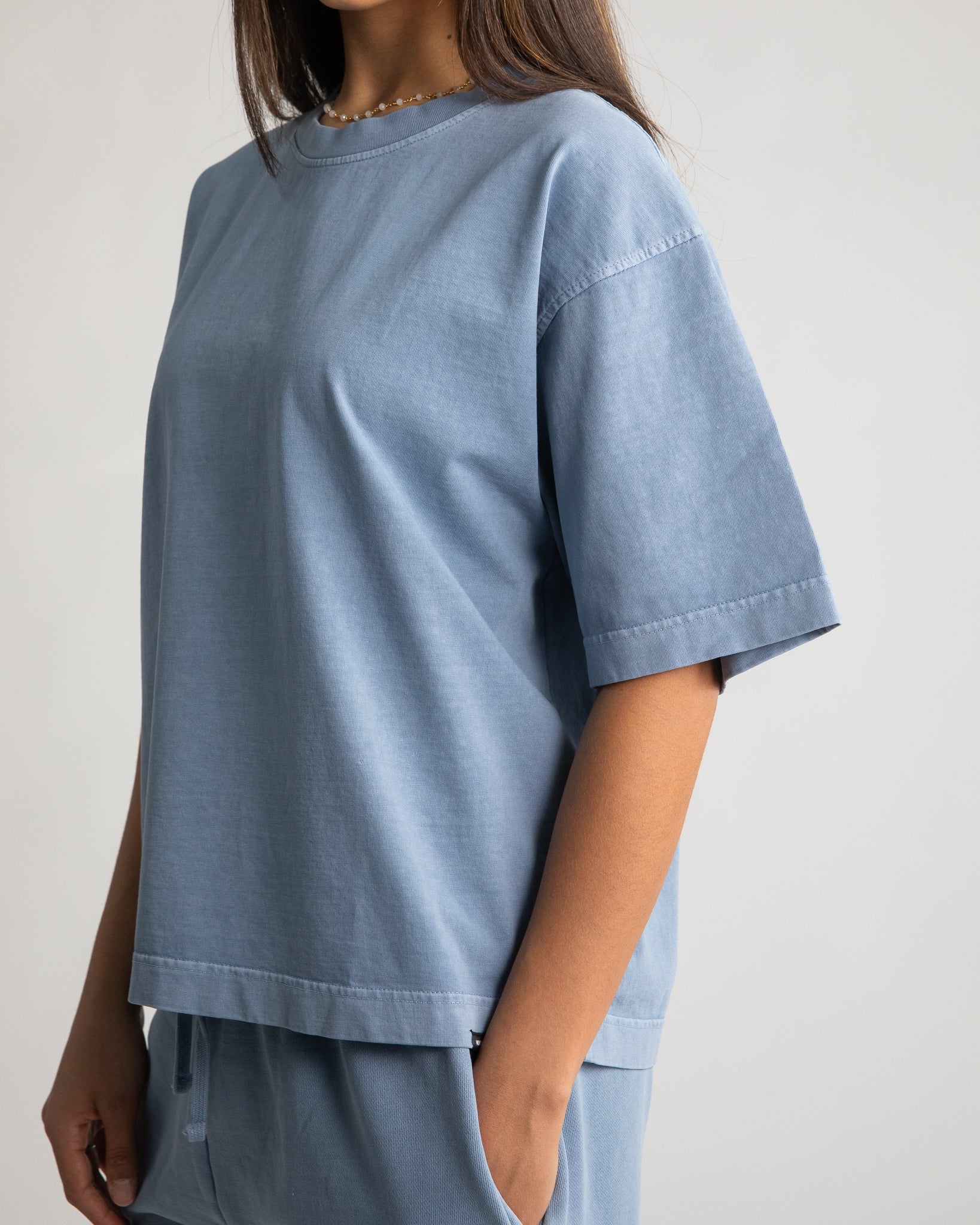 Cropped T-Shirt - Vintage Blue - Image 9