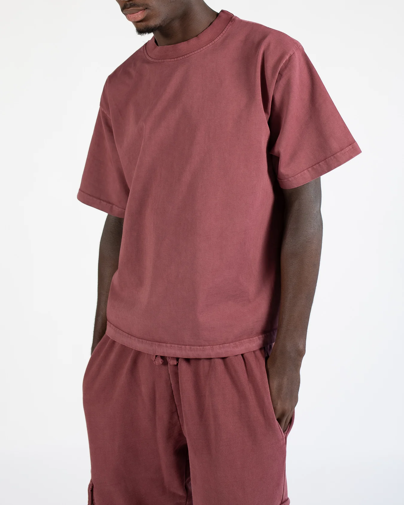 Cropped T-Shirt - Vintage Burgundy - Image 4