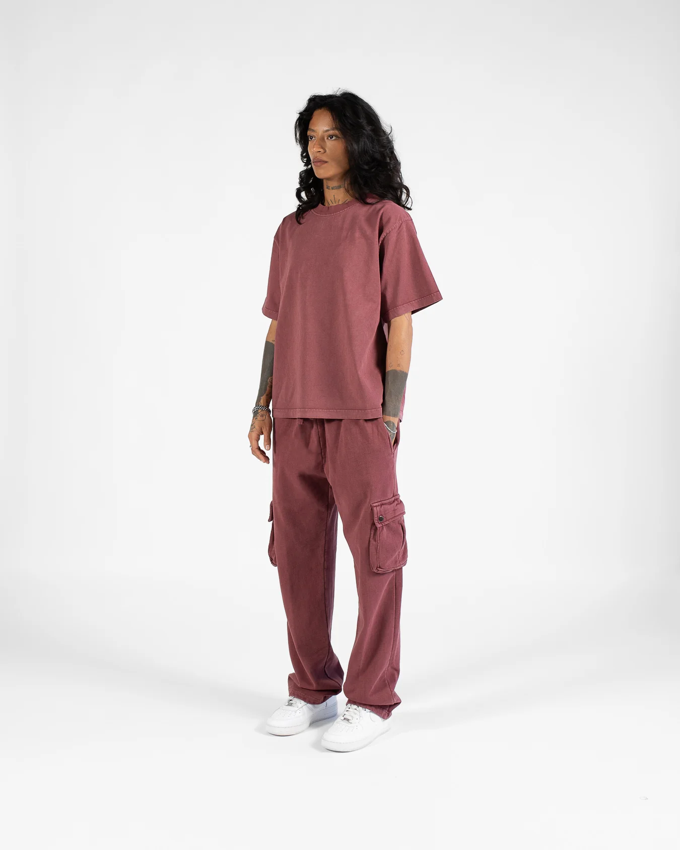 Cropped T-Shirt - Vintage Burgundy - Image 5