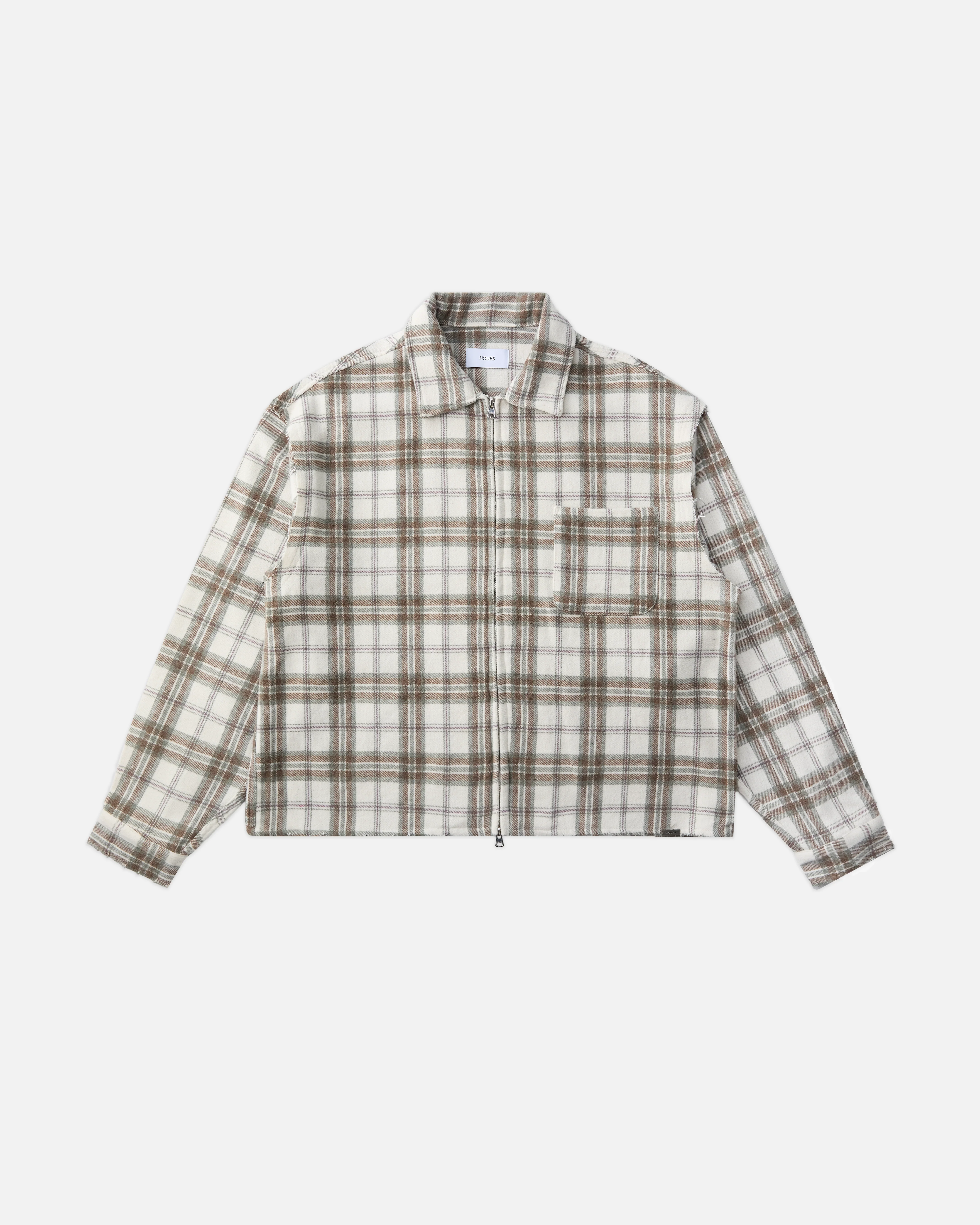 Cropped Zip Flannel - Cream
