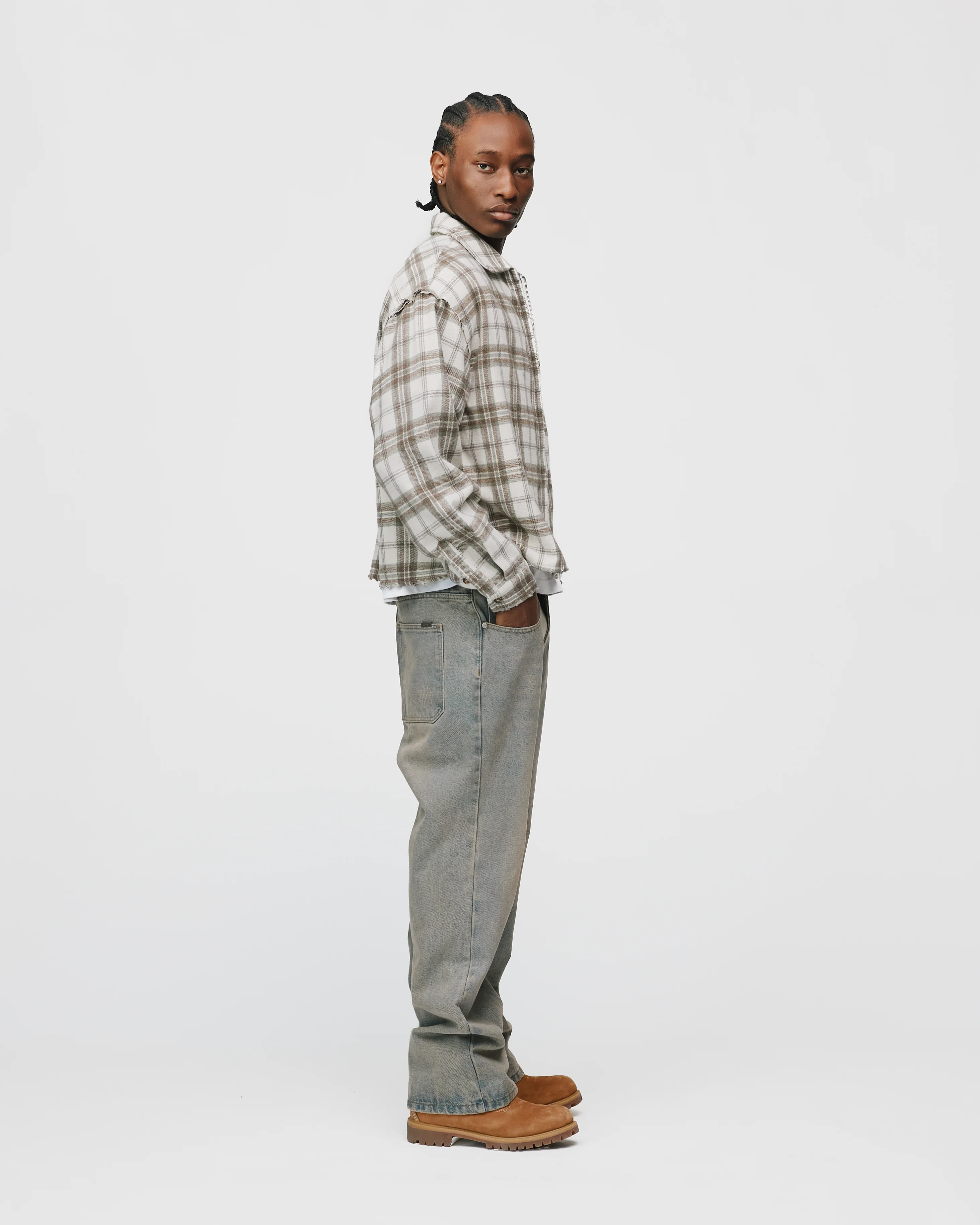 Cropped Zip Flannel - Cream - Image 6