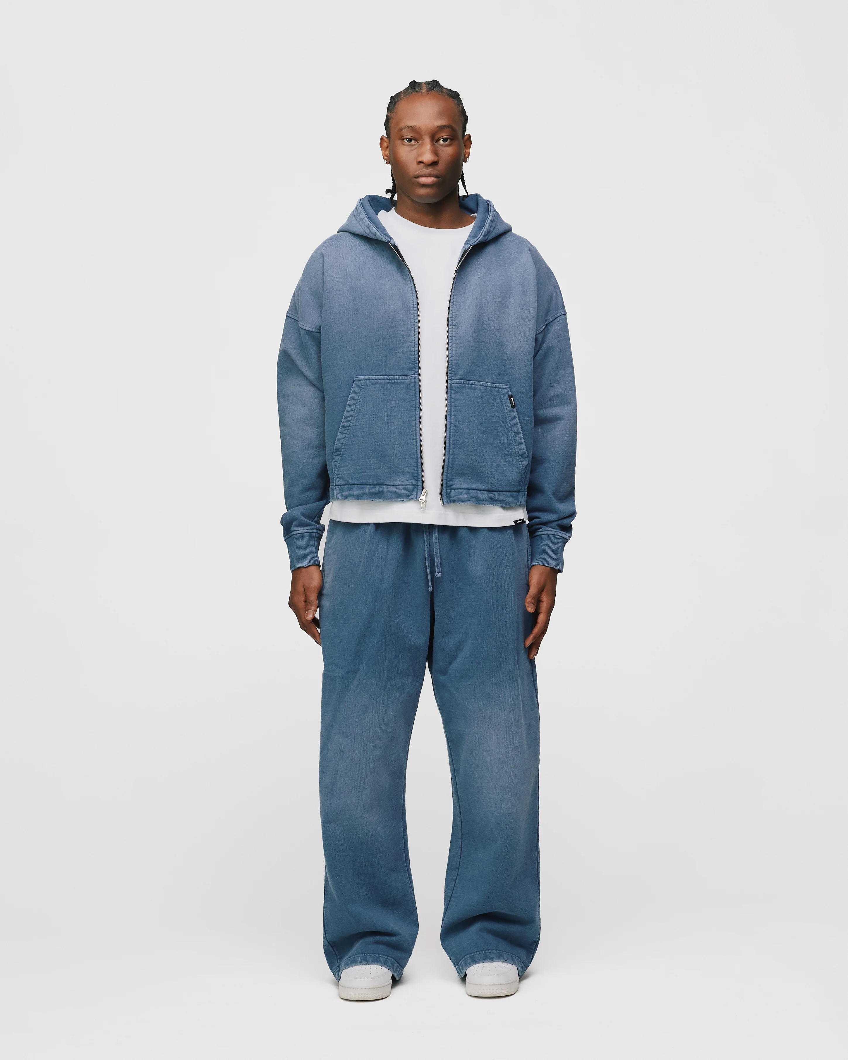 Cropped Zip Hoodie - Sunfaded Blue - Image 2