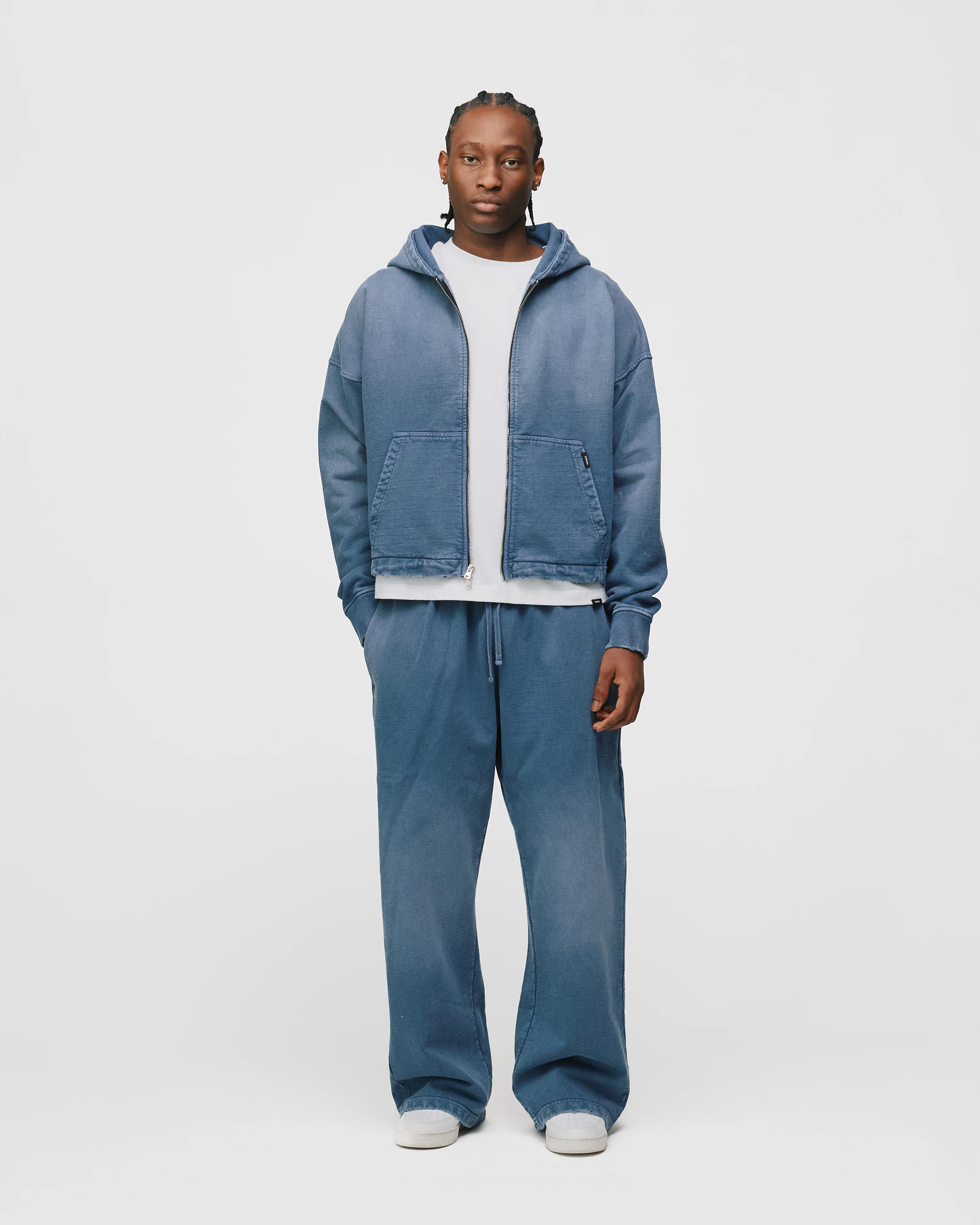 Cropped Zip Hoodie - Sunfaded Blue - Image 4