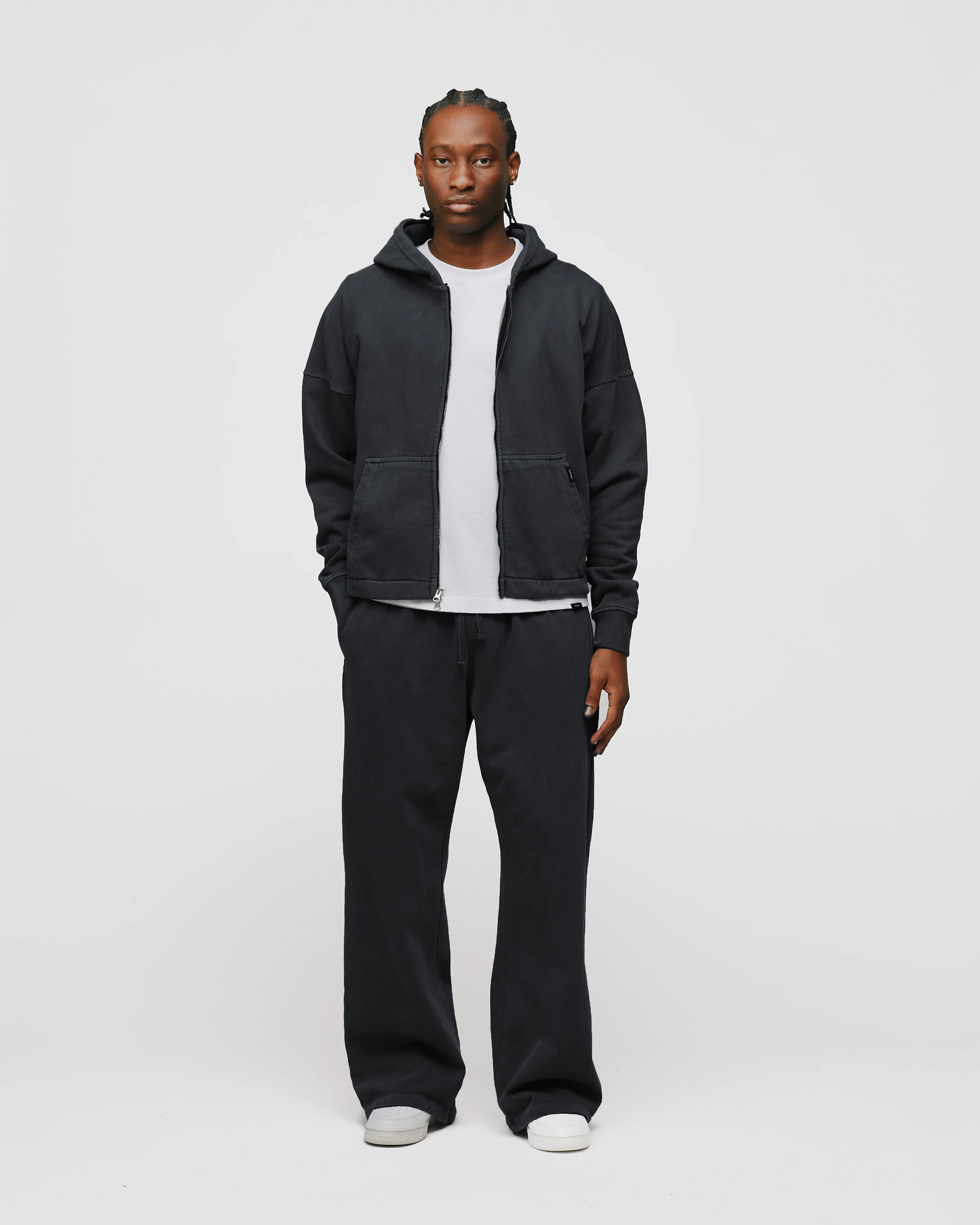 Cropped Zip Hoodie - Vintage Black - Image 4