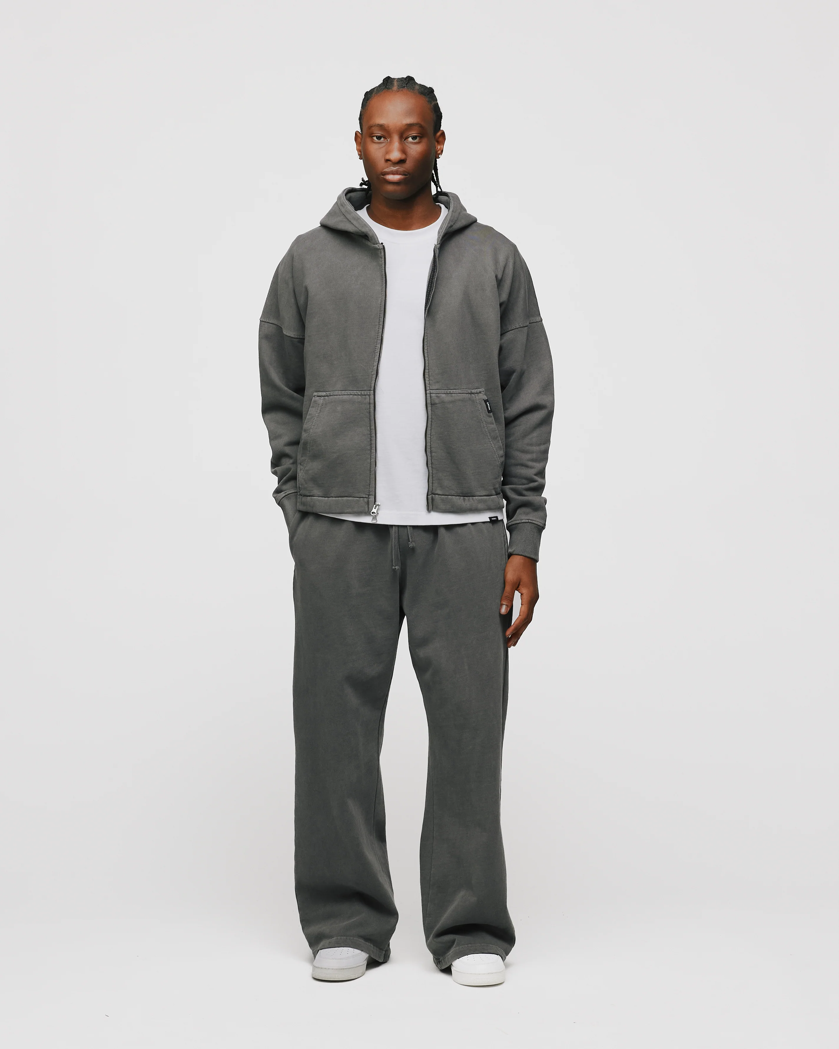 Cropped Zip Hoodie - Vintage Grey - Image 4