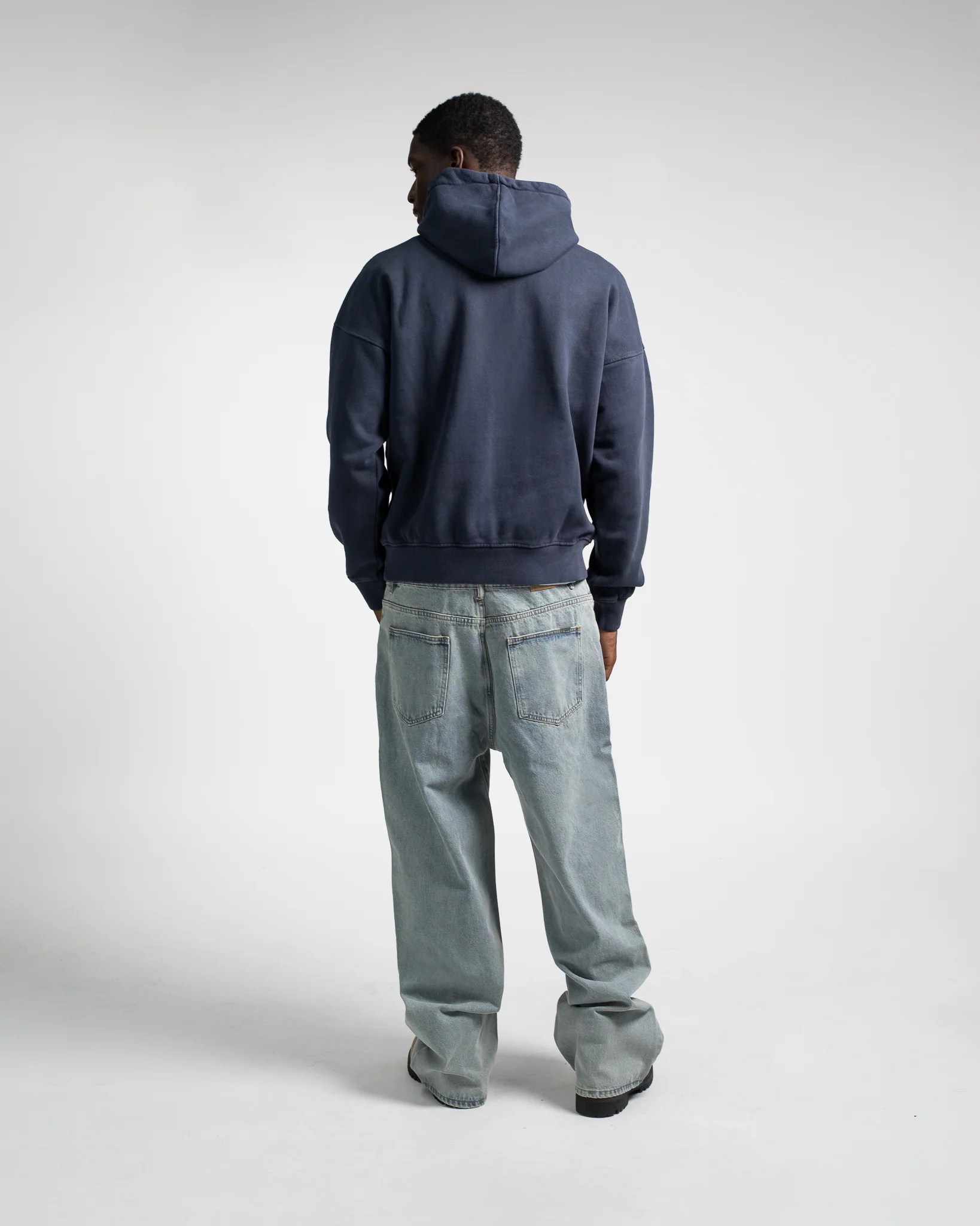 Diagonal Weave Hoodie - Vintage Navy - Image 4