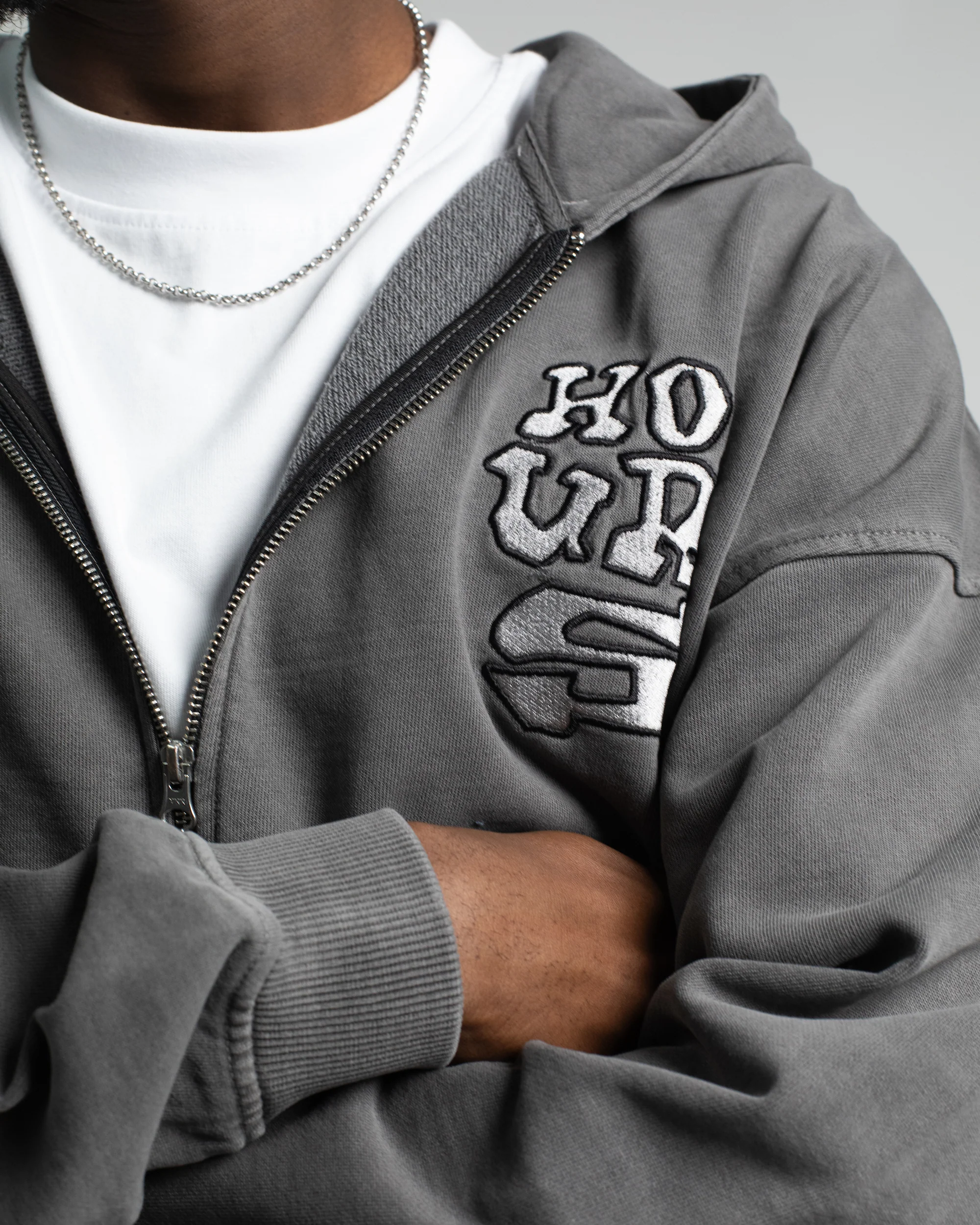 Dice Zip Hoodie - Vintage Grey - Image 7