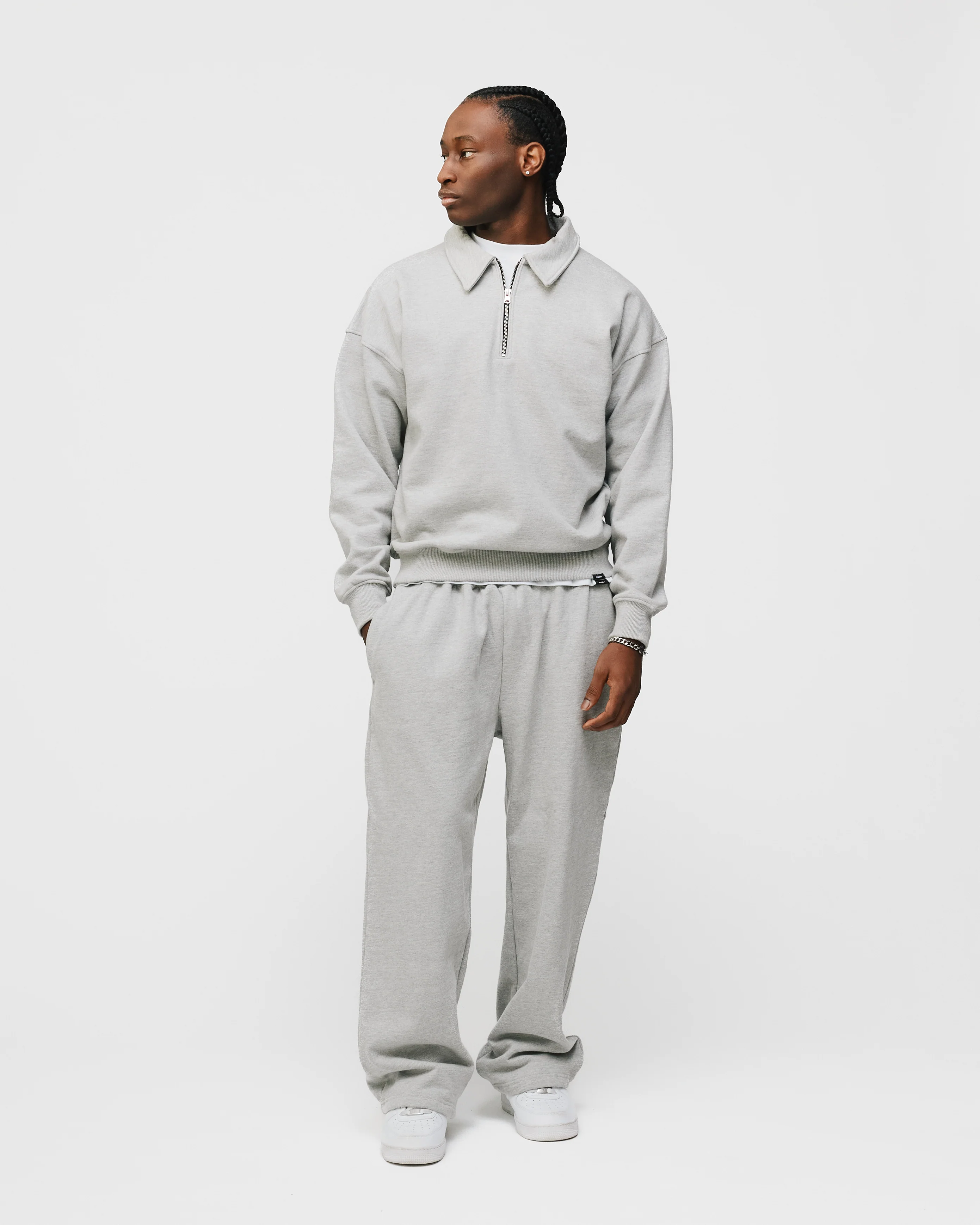 Drop Shoulder 1/4 Zip - Grey - Image 4