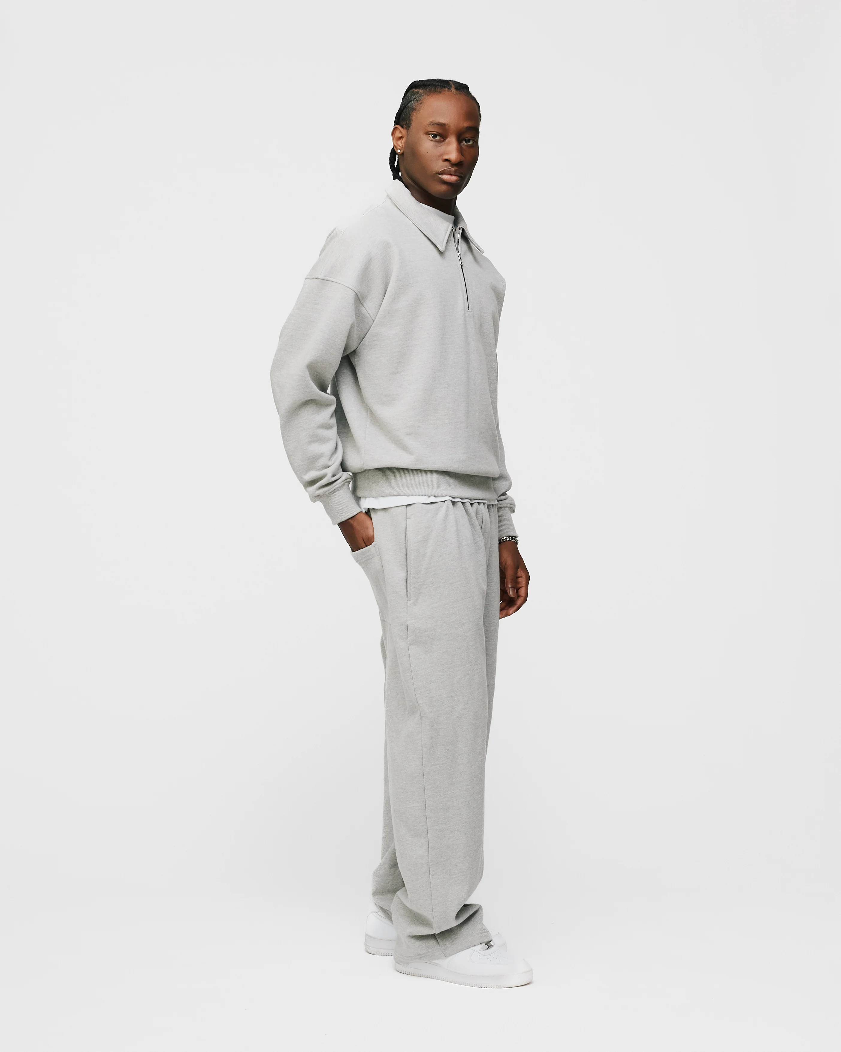 Drop Shoulder 1/4 Zip - Grey - Image 5