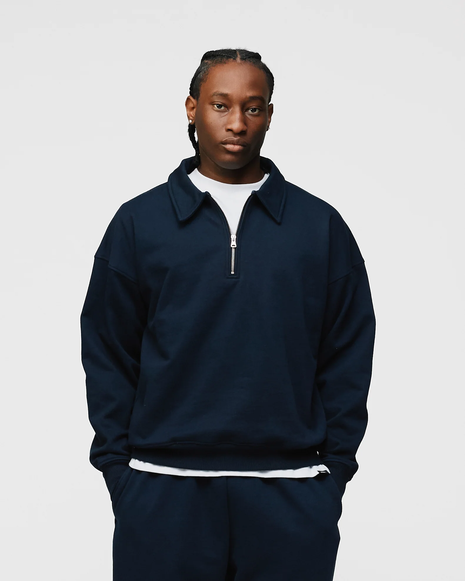 Drop Shoulder 1/4 Zip - Navy - Image 3