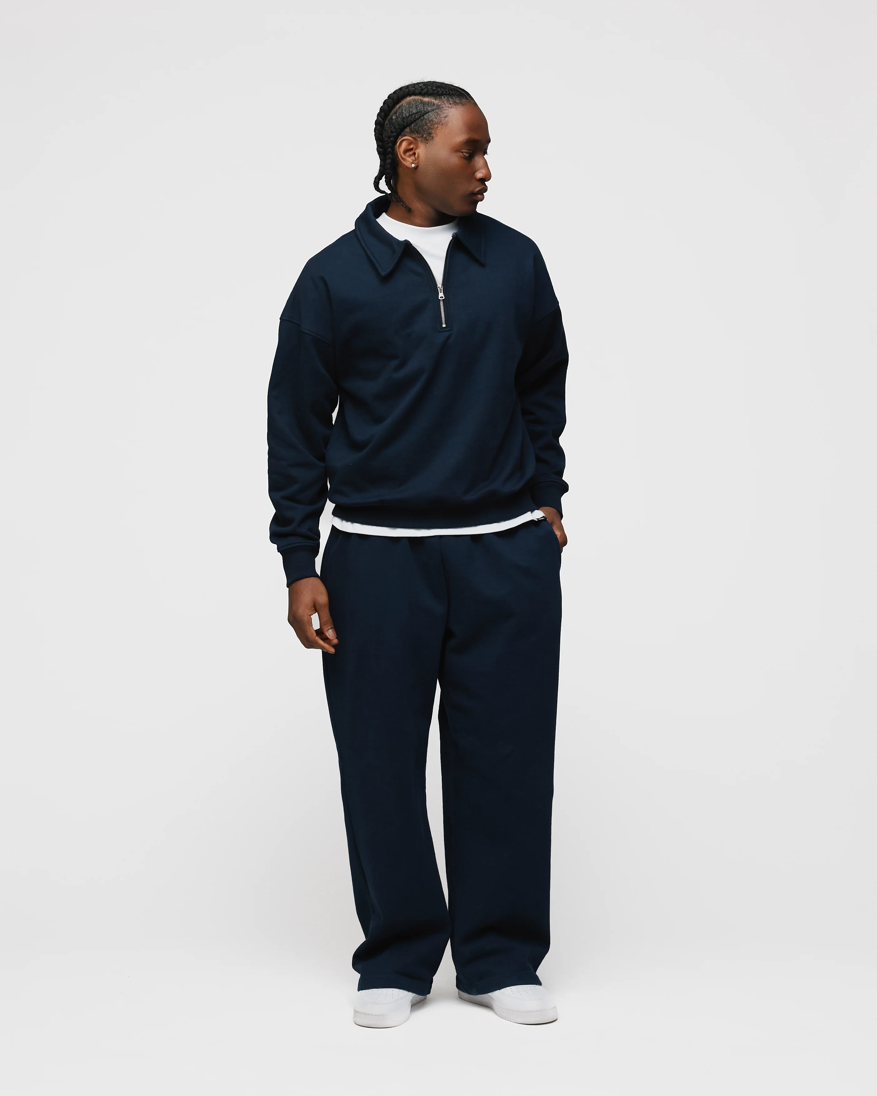 Drop Shoulder 1/4 Zip - Navy - Image 4