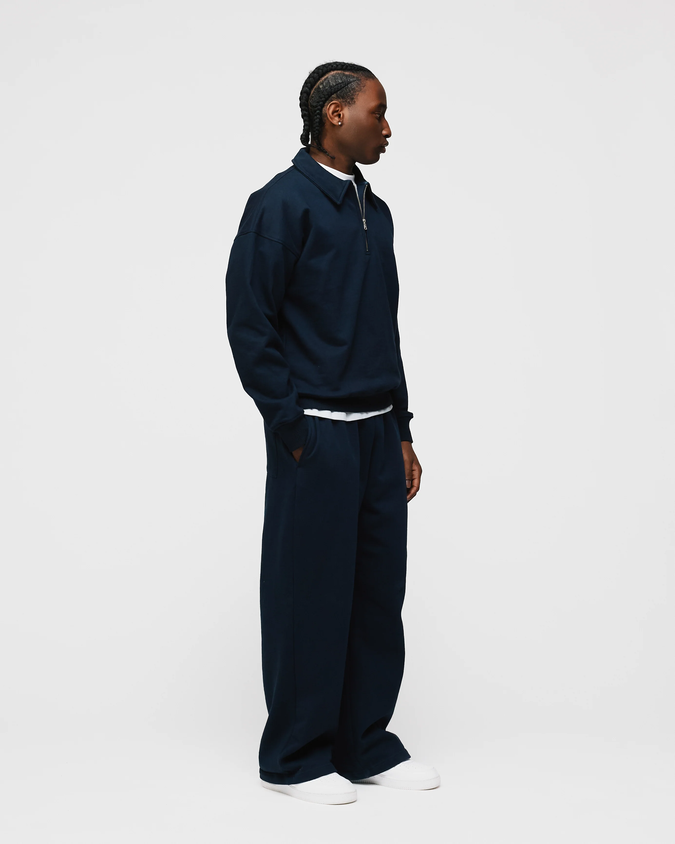 Drop Shoulder 1/4 Zip - Navy - Image 5