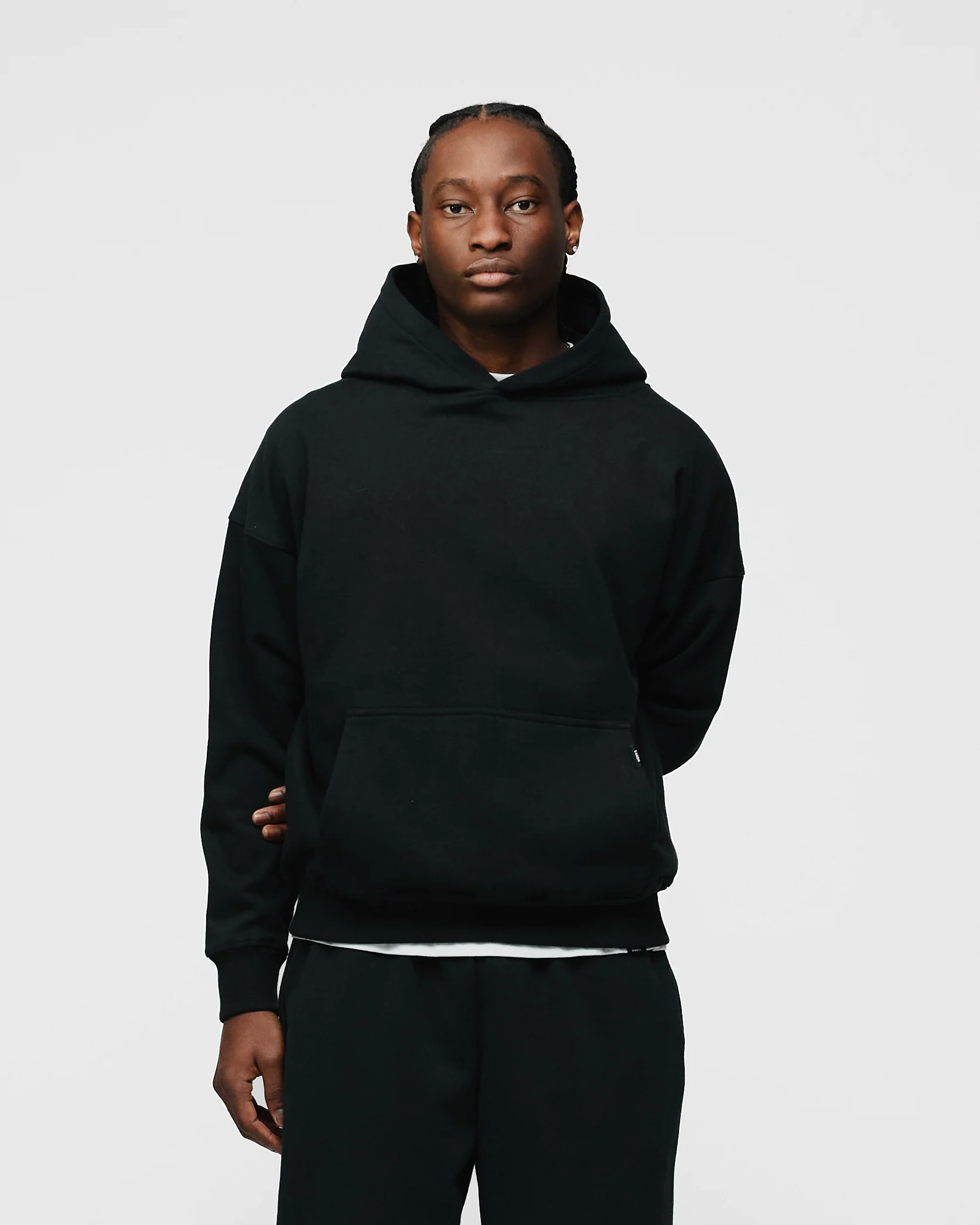 Drop Shoulder Hoodie - Black - Image 3