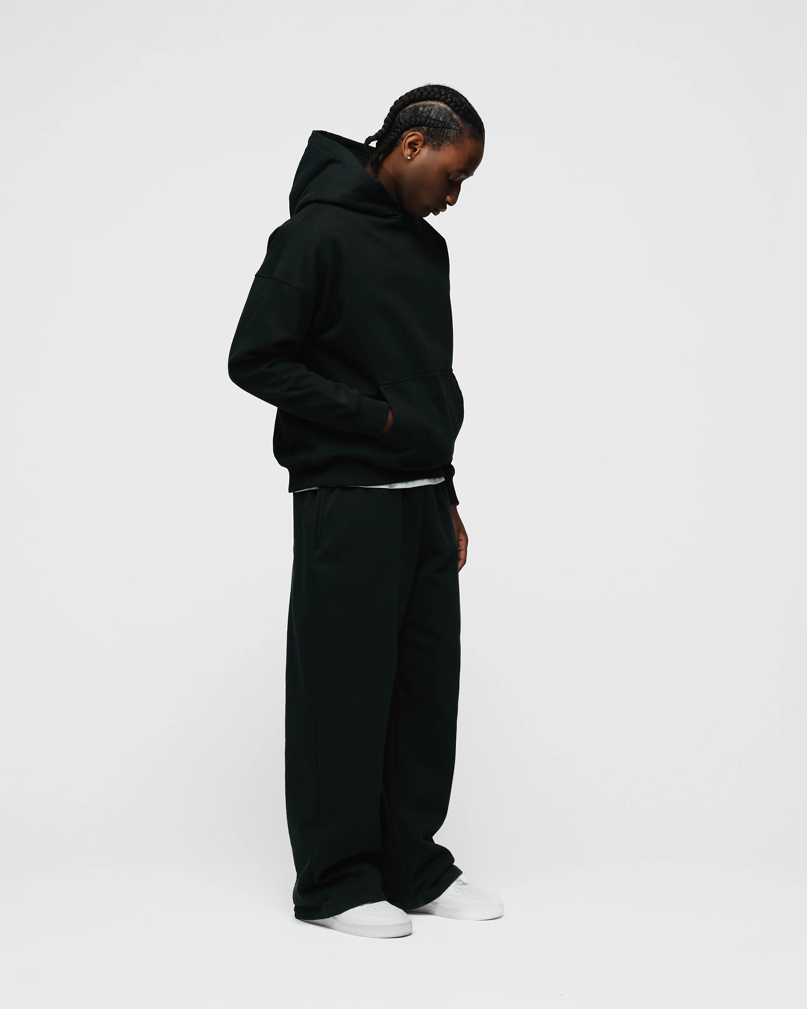 Drop Shoulder Hoodie - Black - Image 5