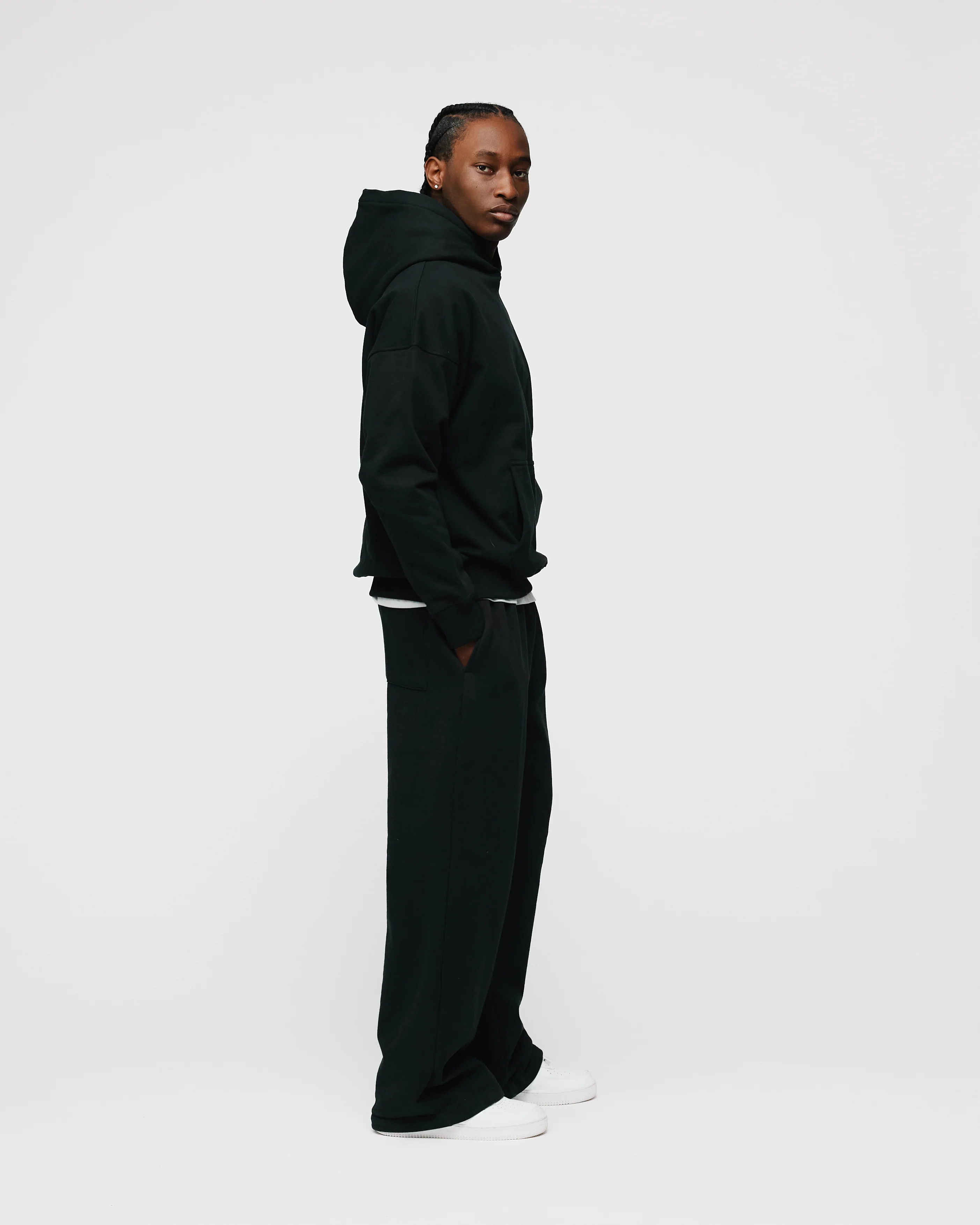 Drop Shoulder Hoodie - Black - Image 6