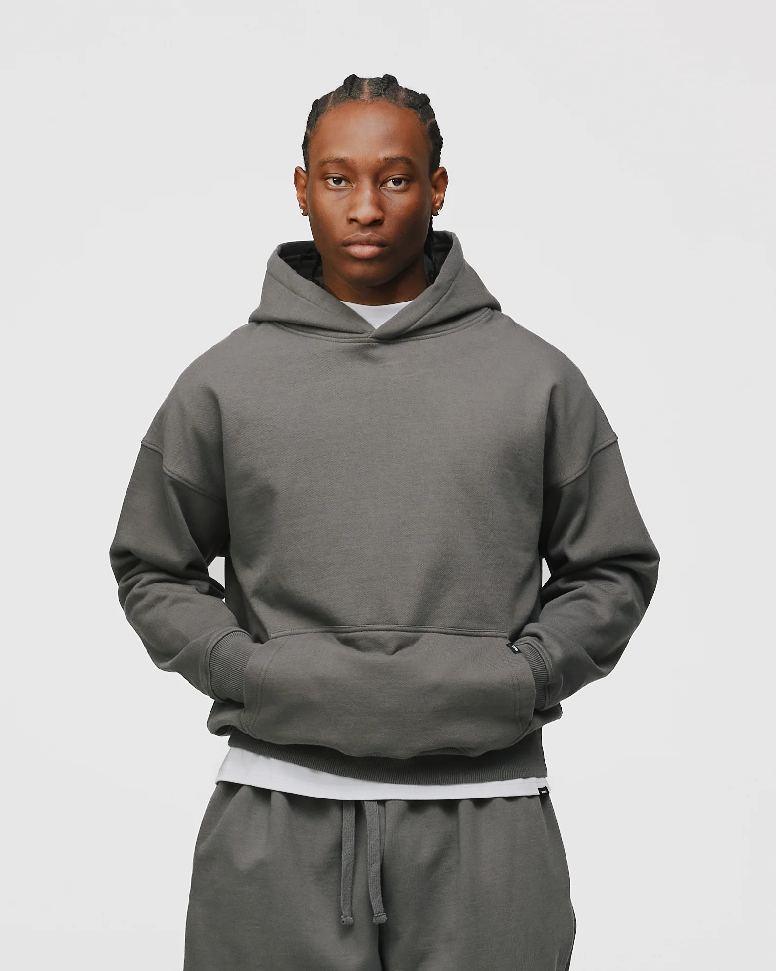 Drop Shoulder Hoodie - Charcoal - Image 3