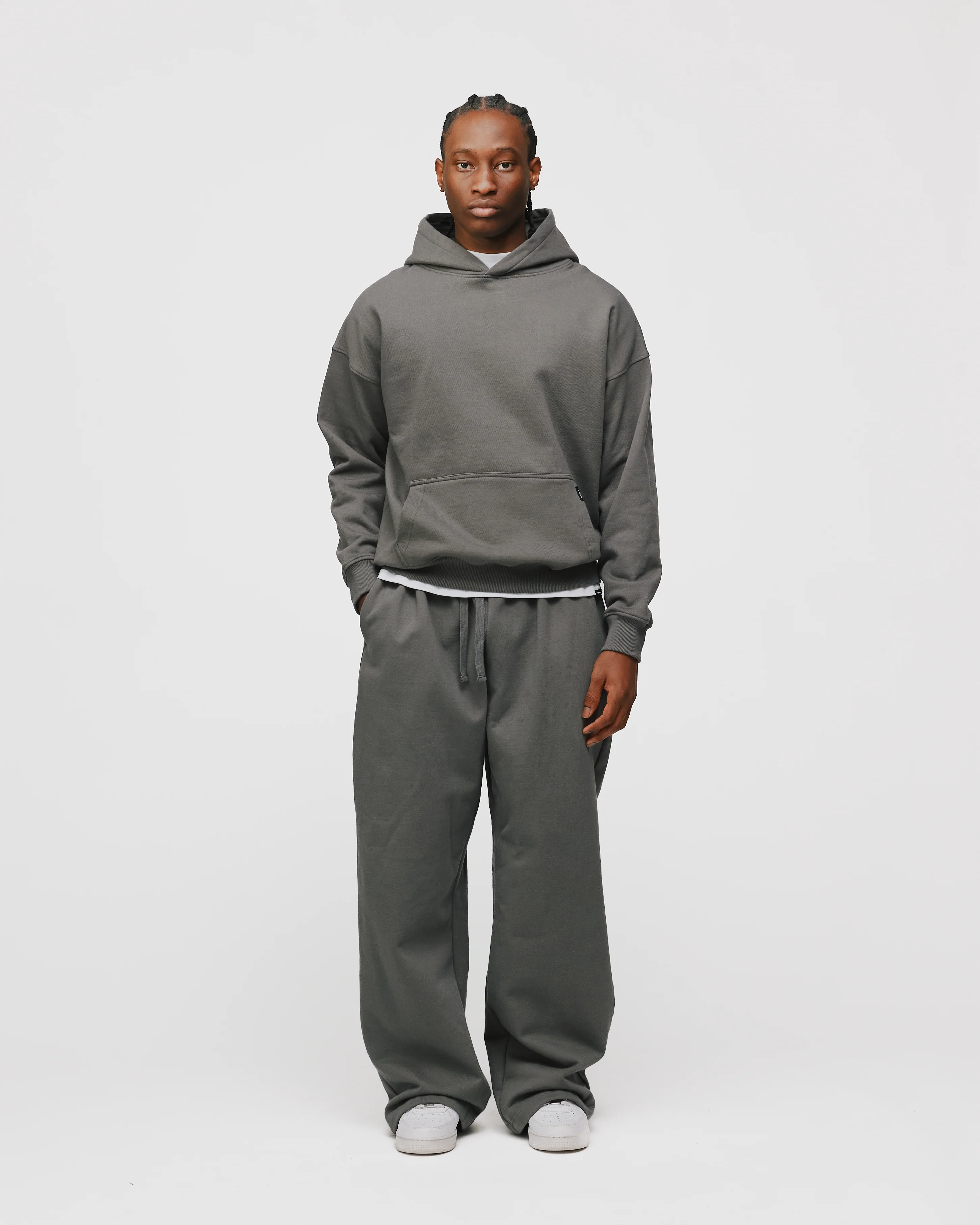 Drop Shoulder Hoodie - Charcoal - Image 4