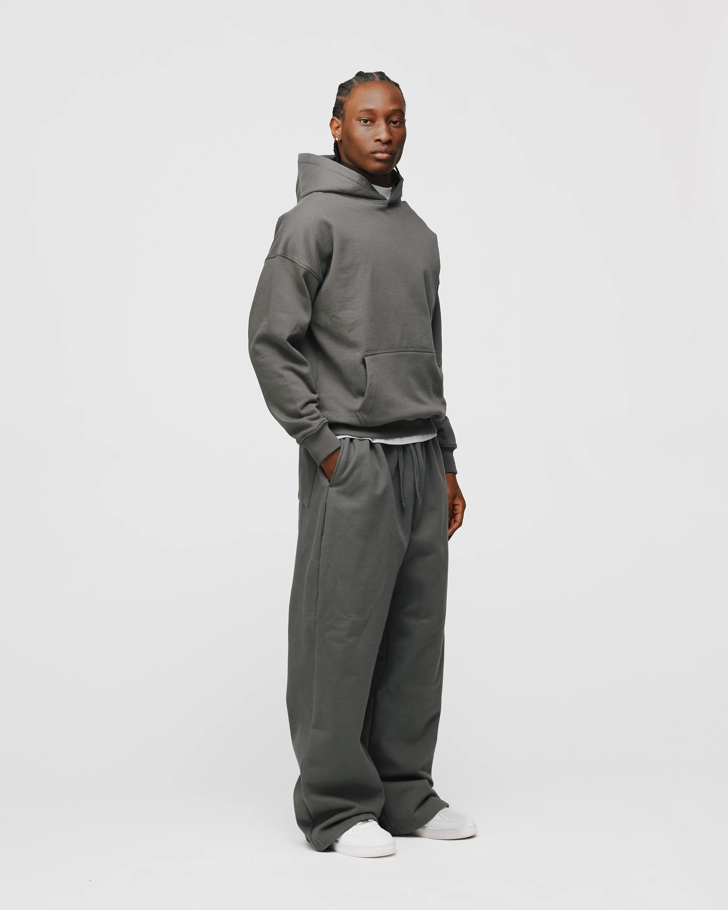 Drop Shoulder Hoodie - Charcoal - Image 5