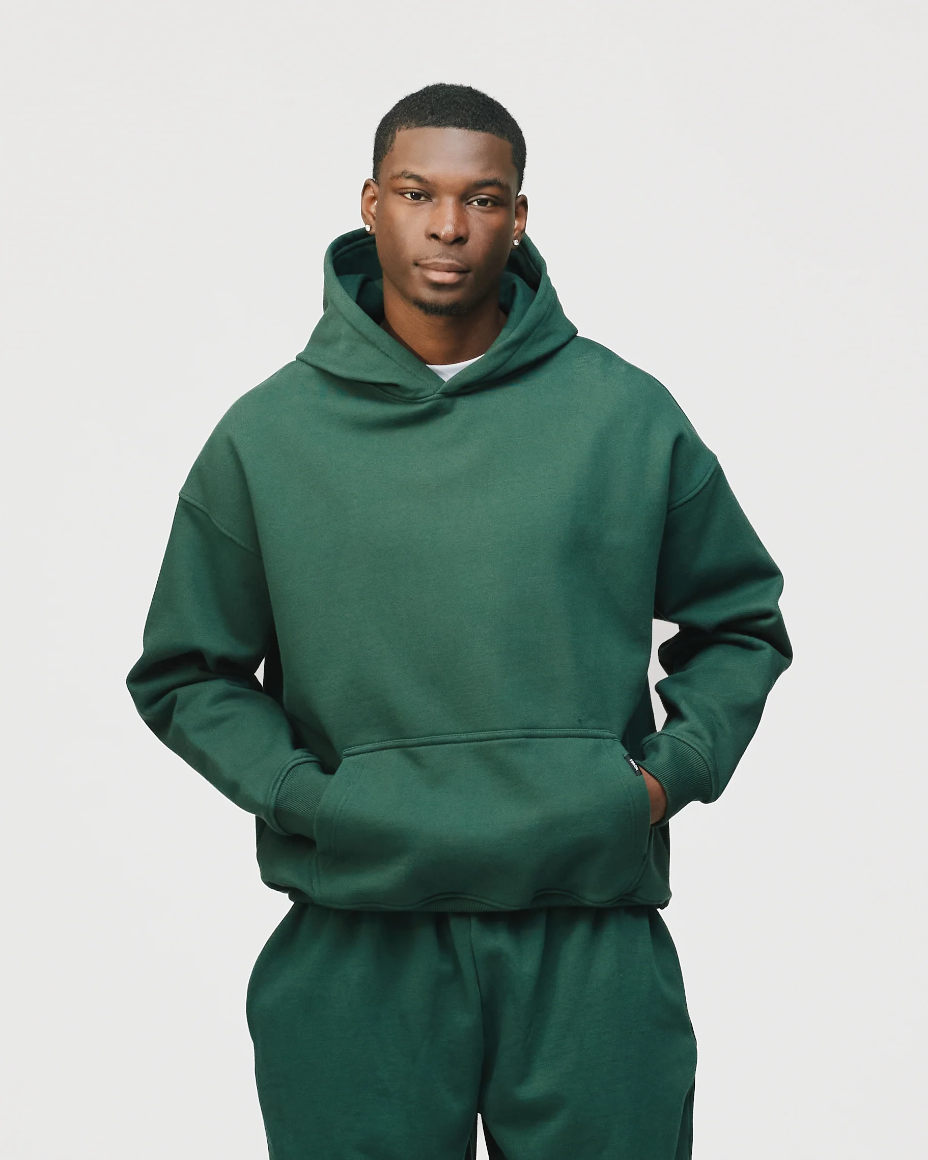 Drop Shoulder Hoodie - Forest Green - Image 3