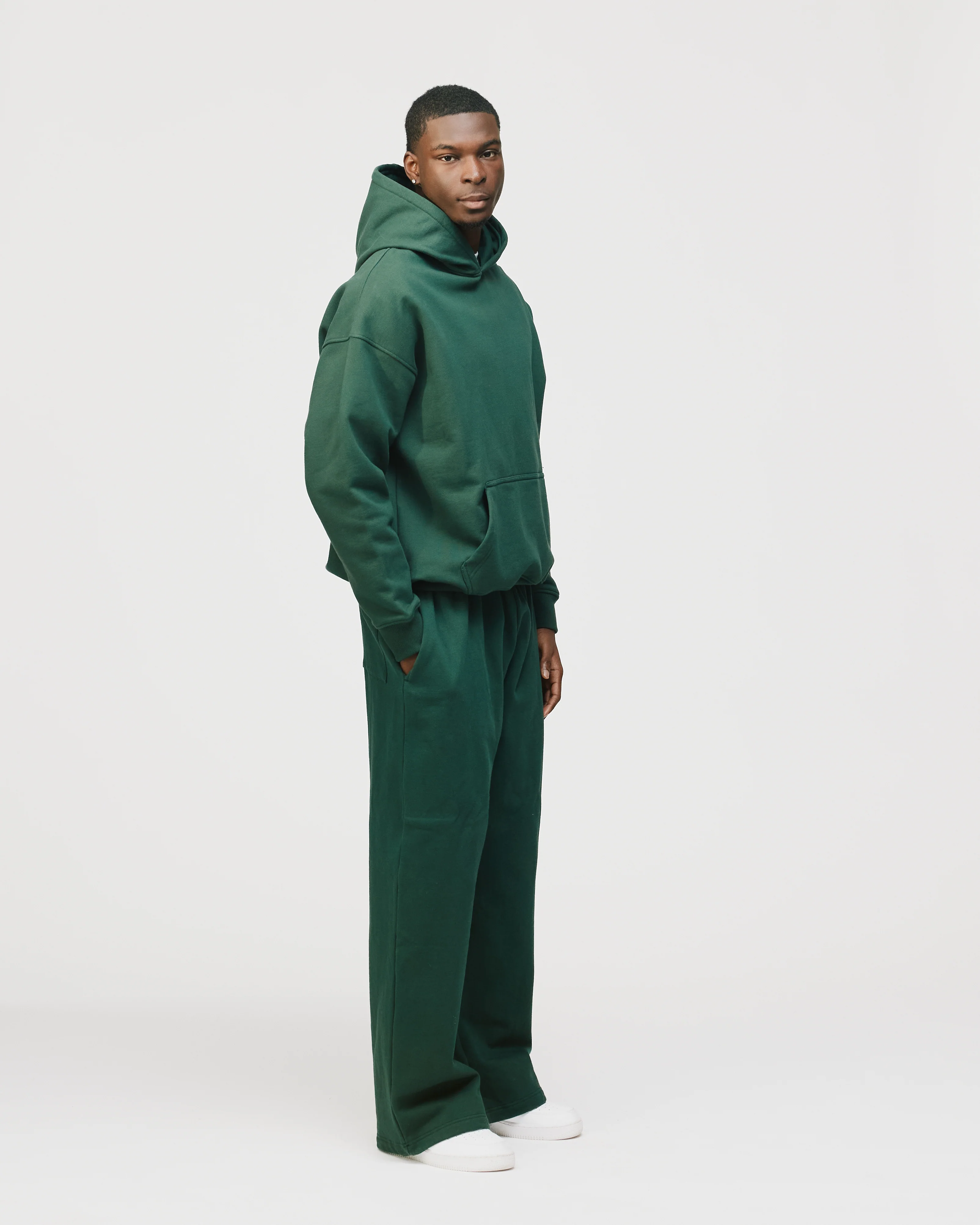 Drop Shoulder Hoodie - Forest Green - Image 5