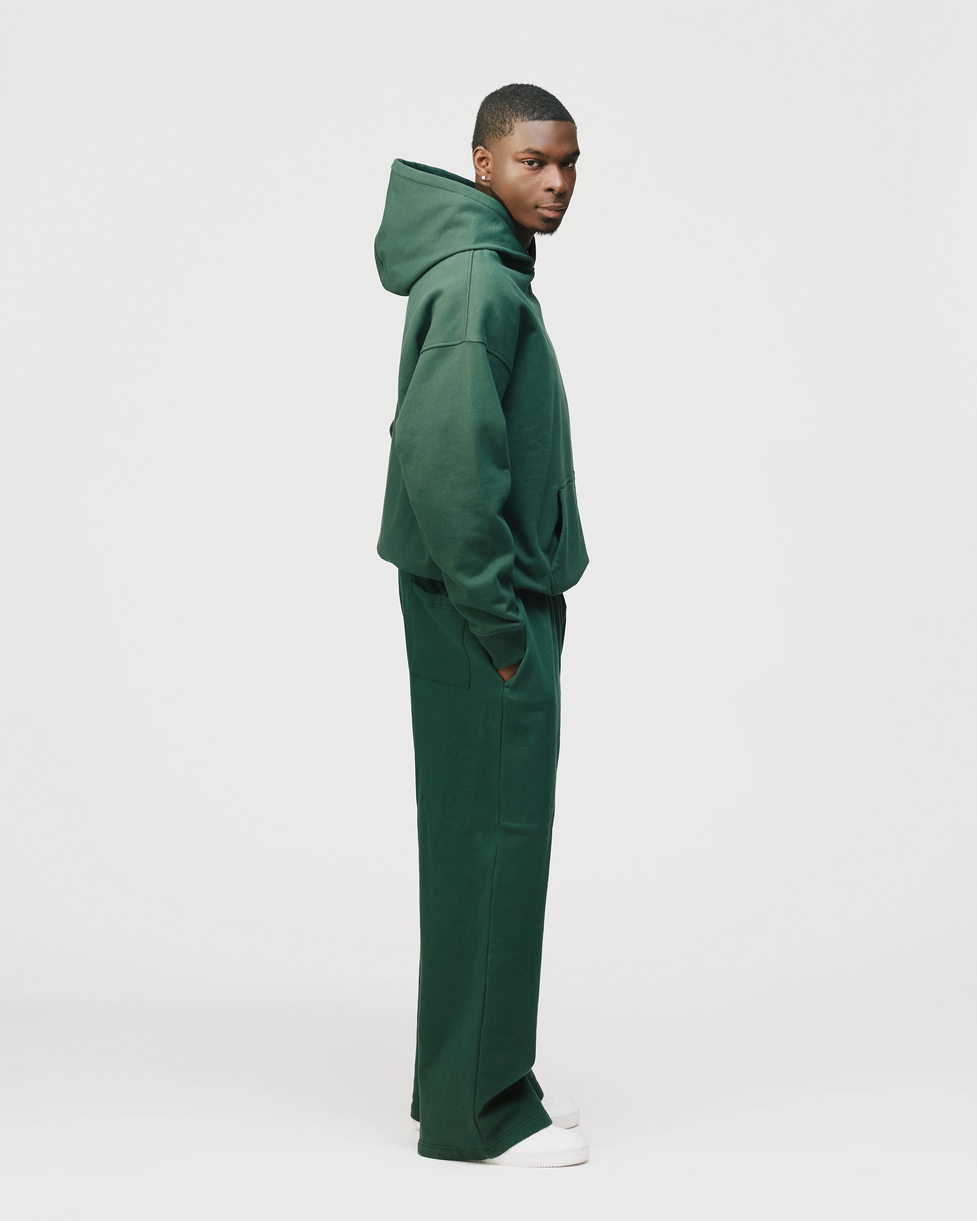 Drop Shoulder Hoodie - Forest Green - Image 6