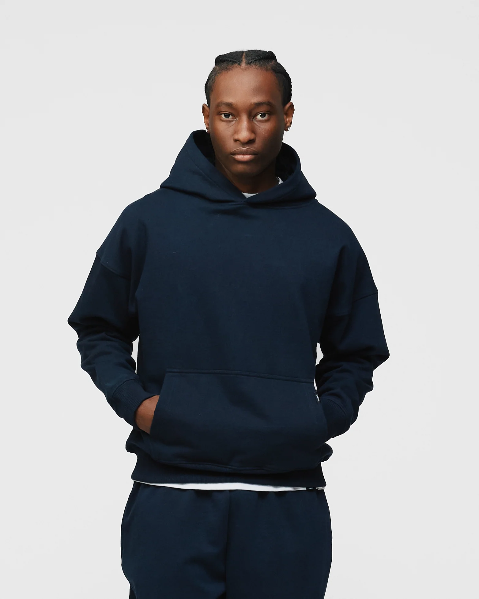Drop Shoulder Hoodie - Navy - Image 3