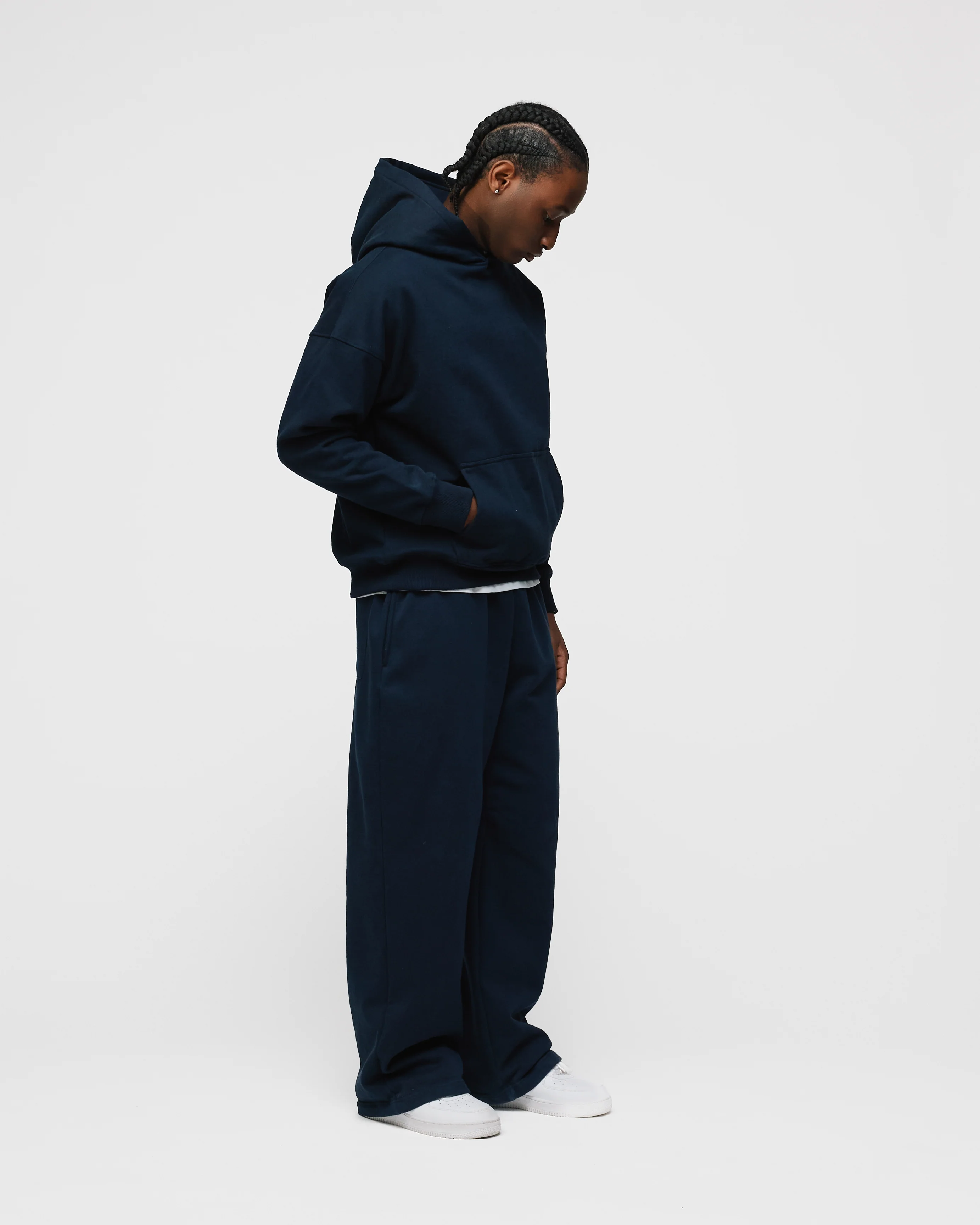 Drop Shoulder Hoodie - Navy - Image 5