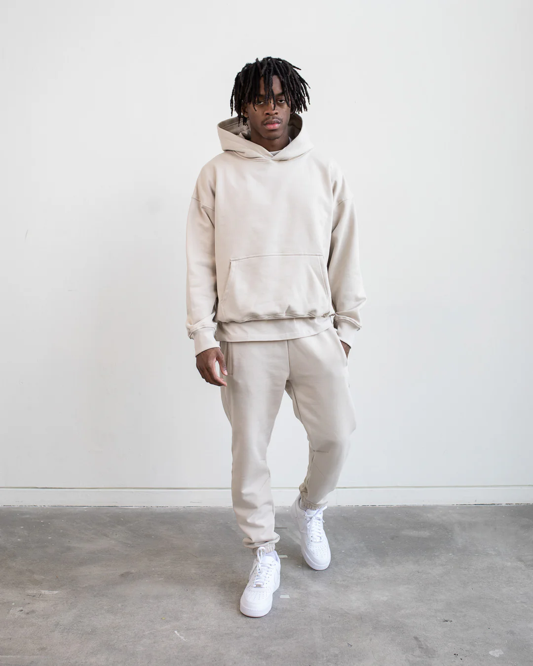 Drop Shoulder Hoodie - Oatmeal - Image 2