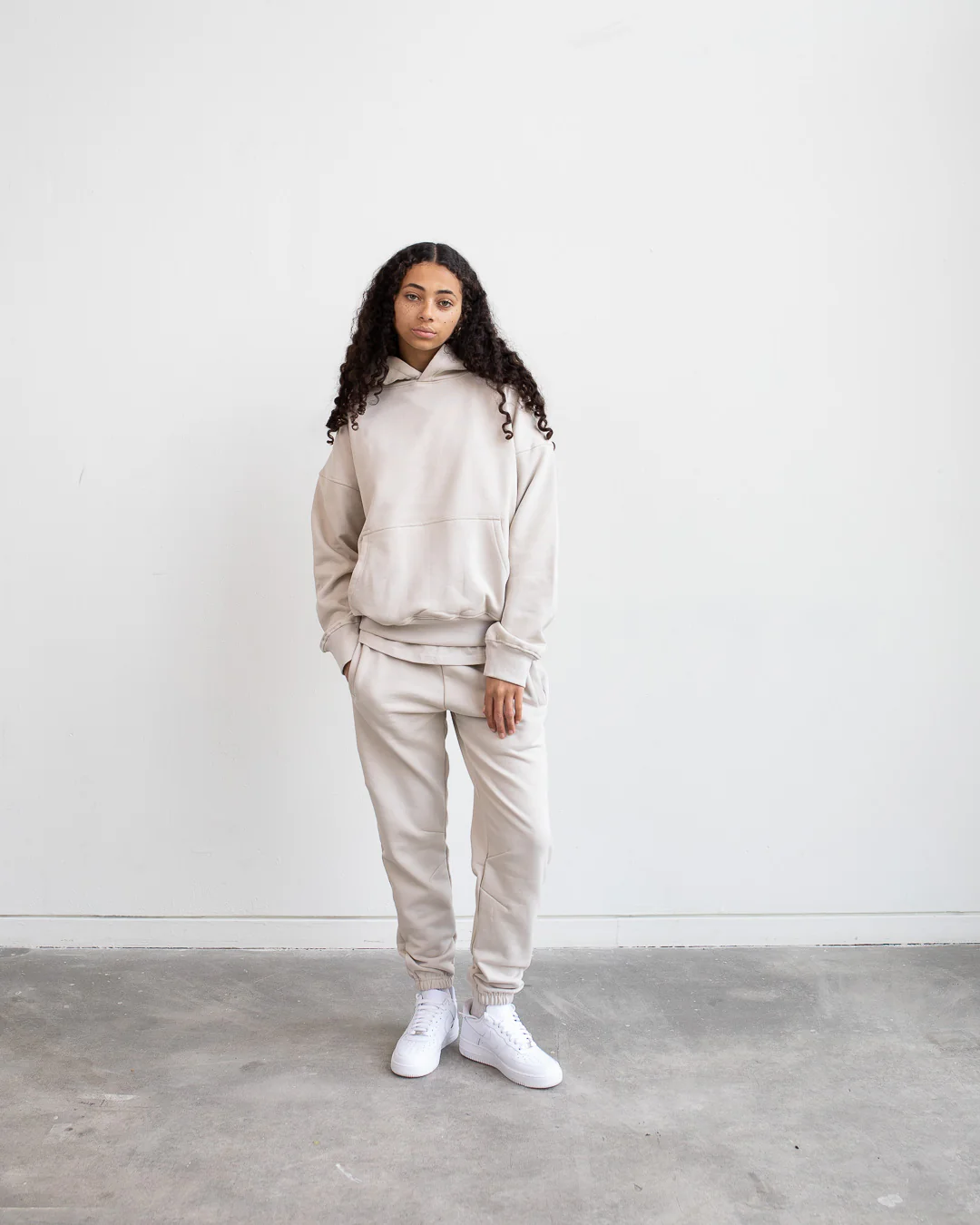 Drop Shoulder Hoodie - Oatmeal - Image 3