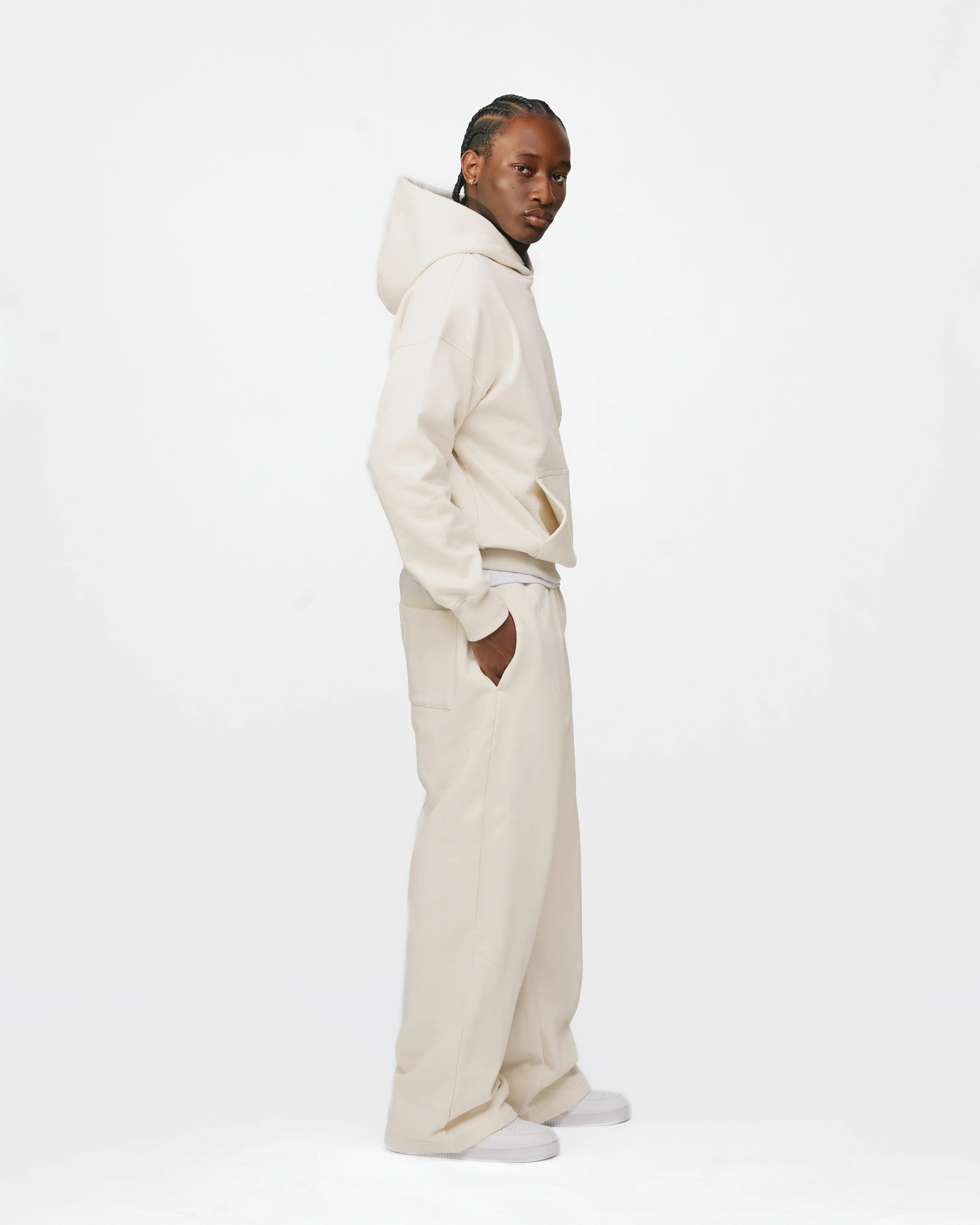 Drop Shoulder Hoodie - Oyster - Image 6