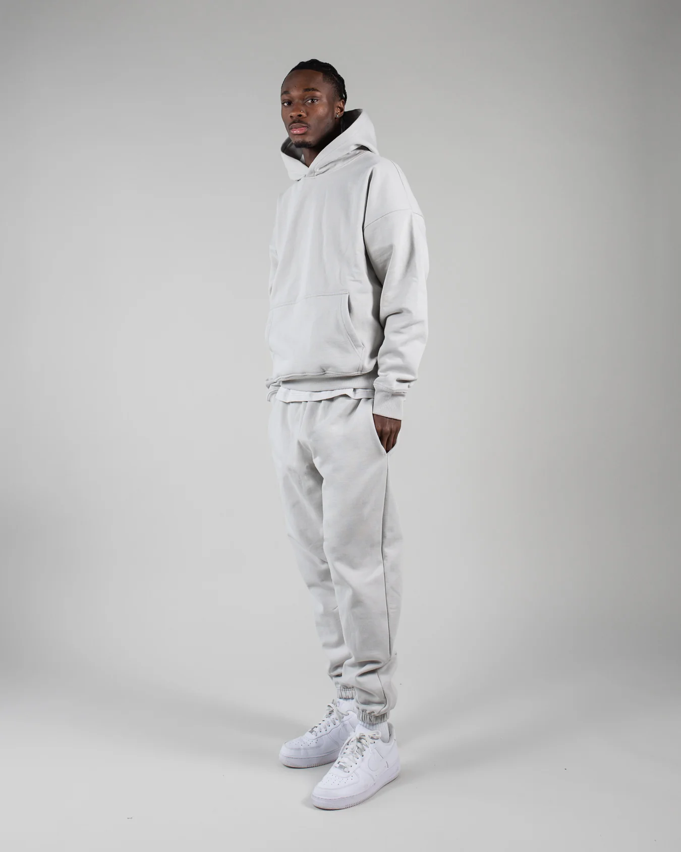 Drop Shoulder Hoodie - Stone - Image 2