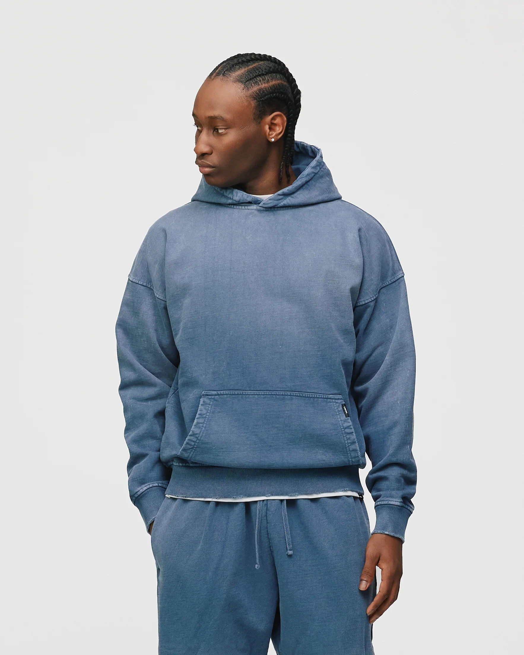Drop Shoulder Hoodie - Sunfaded Blue - Image 3