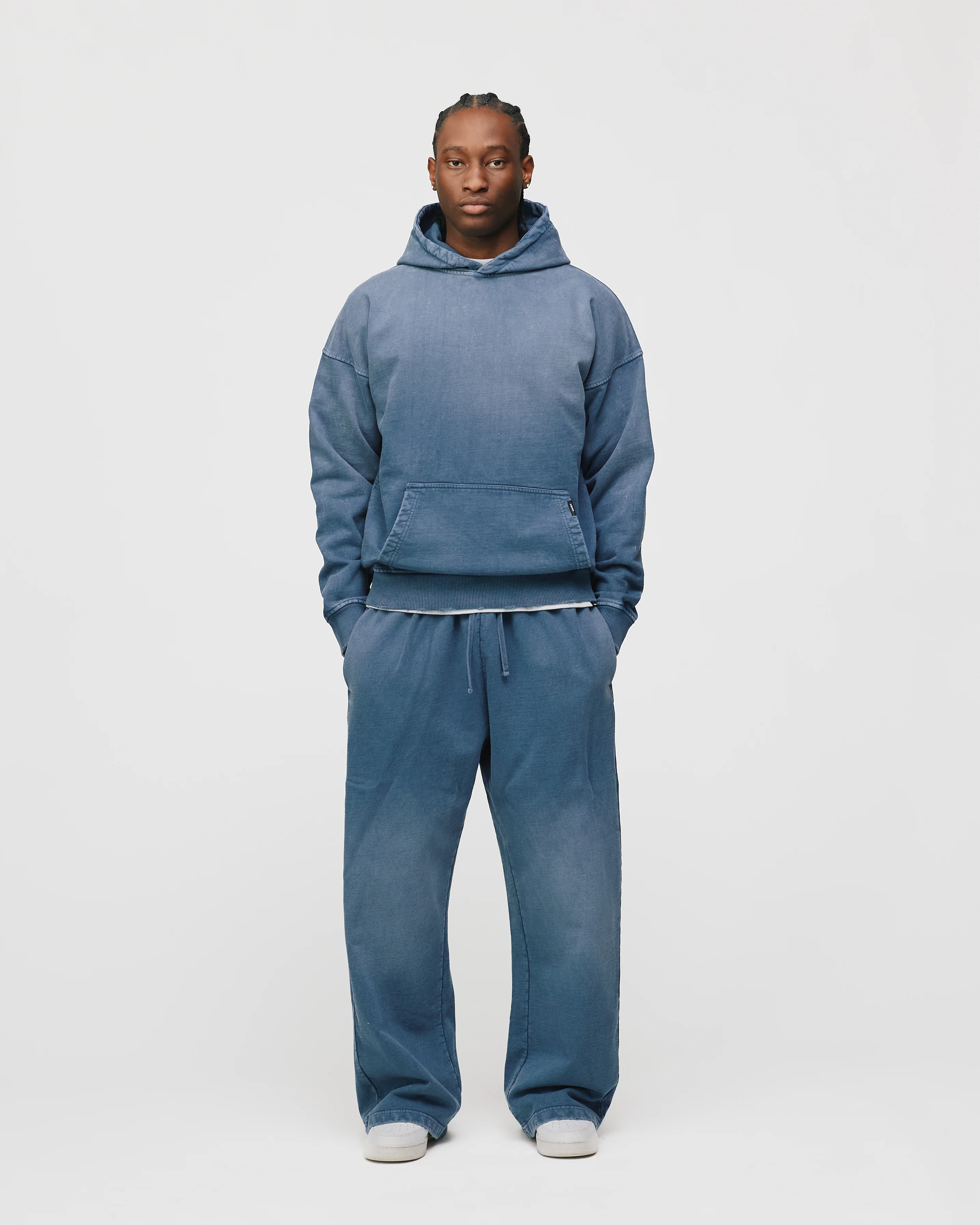 Drop Shoulder Hoodie - Sunfaded Blue - Image 4